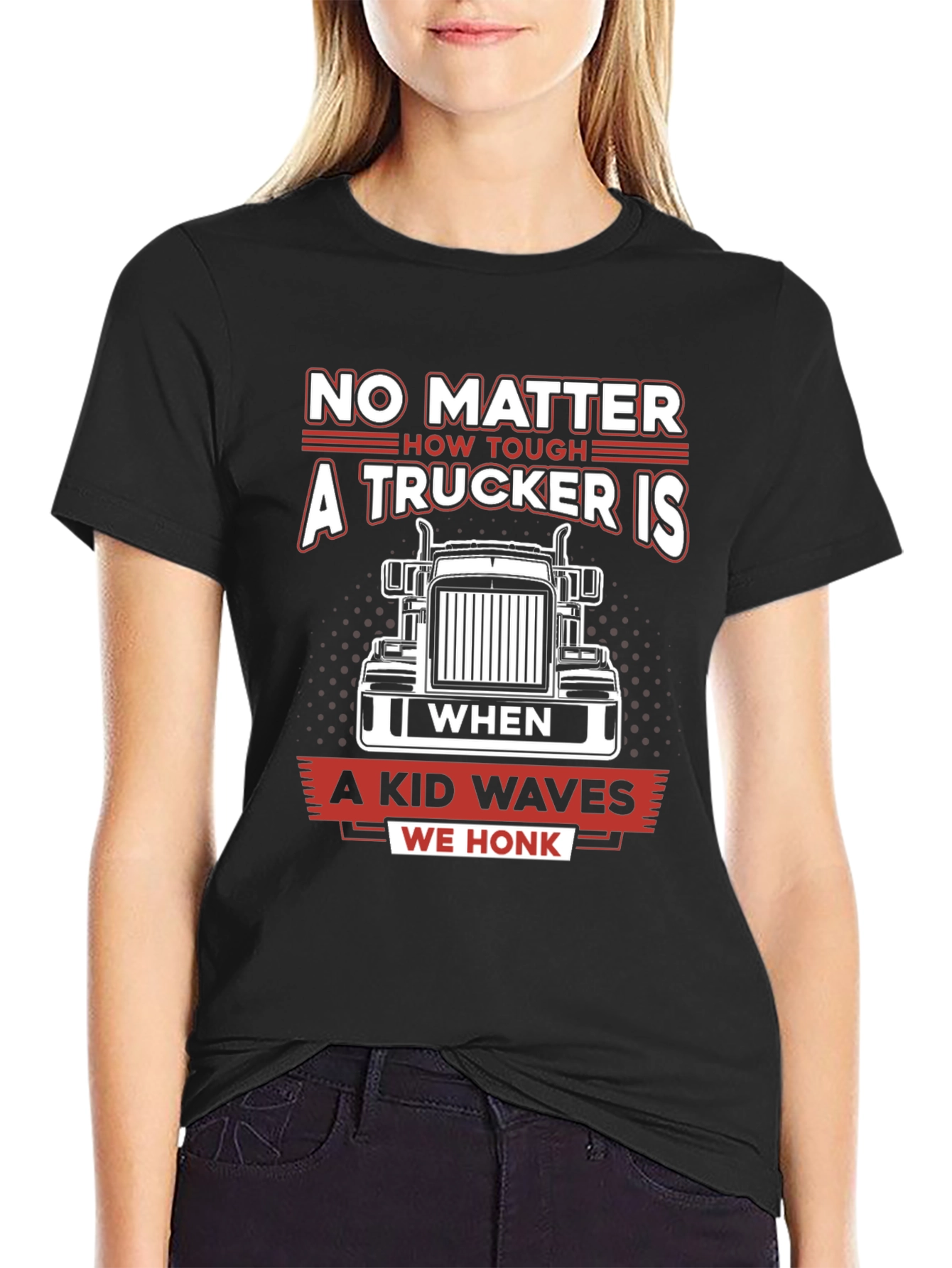 Trucker Tee - A Kid Waves We Honk!