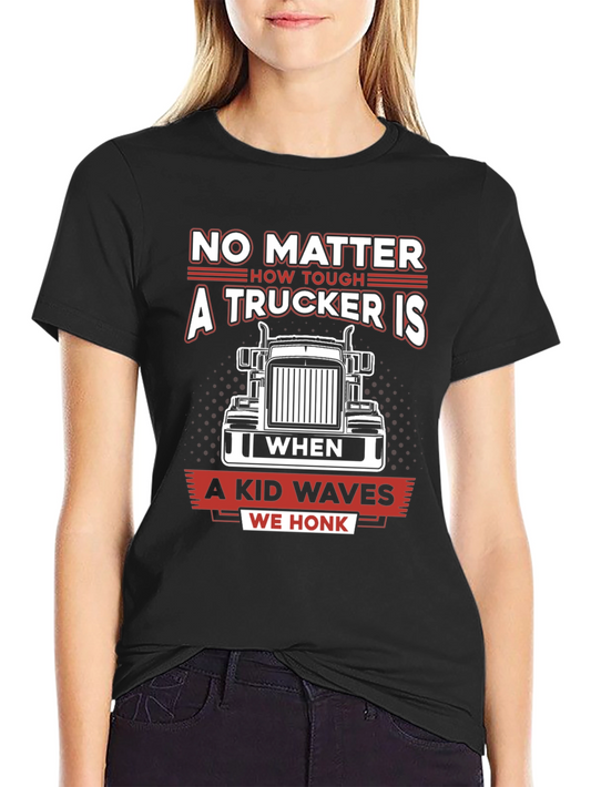 Trucker Tee - A Kid Waves We Honk!