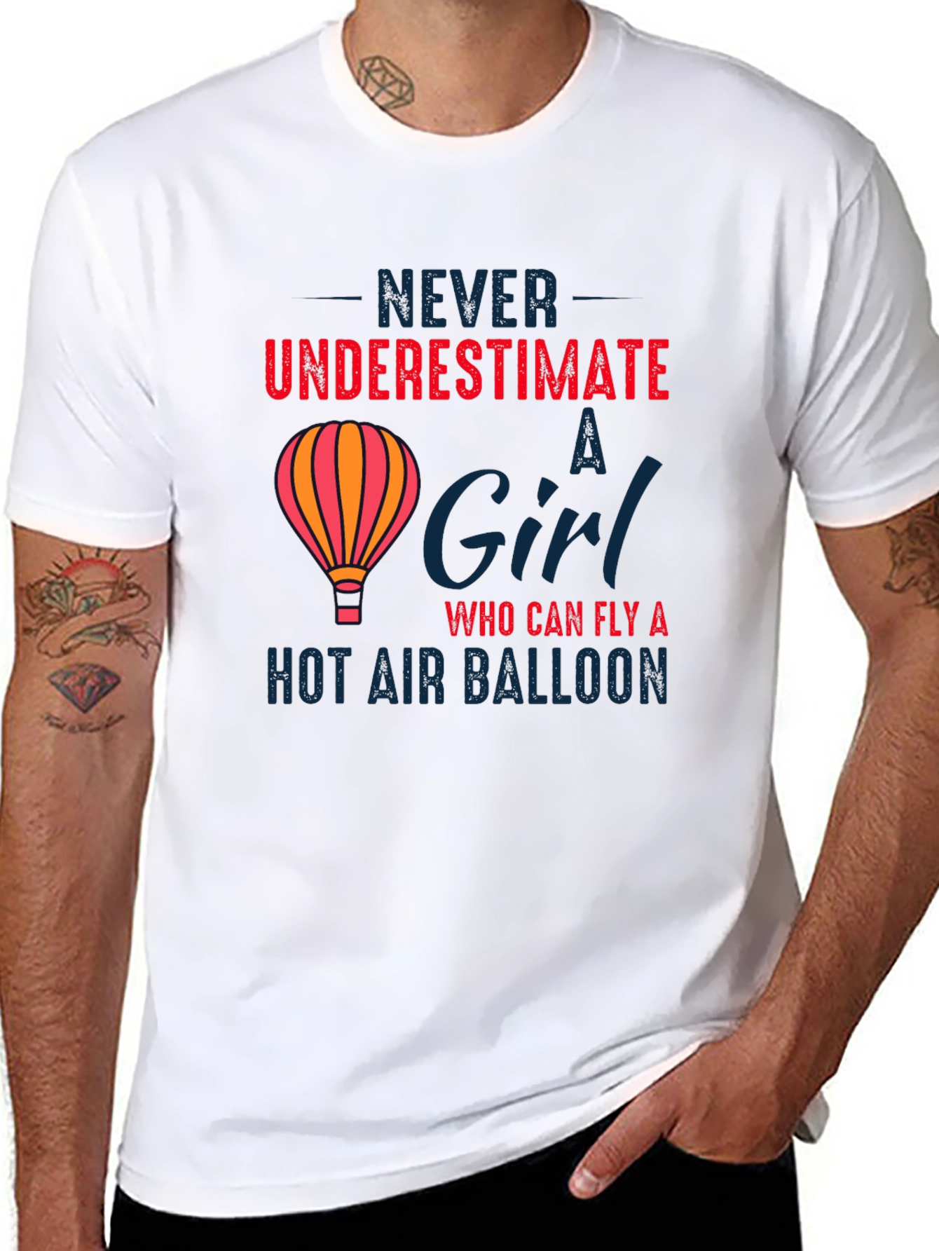 Never Underestimate a Girl Hot Air Balloon T-Shirt