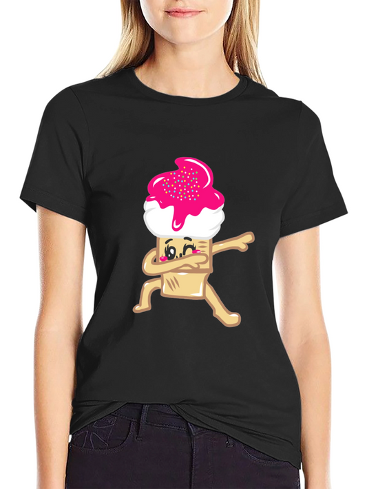 Dabbing Cupcake Graphic Tee - Black Cotton T-Shirt