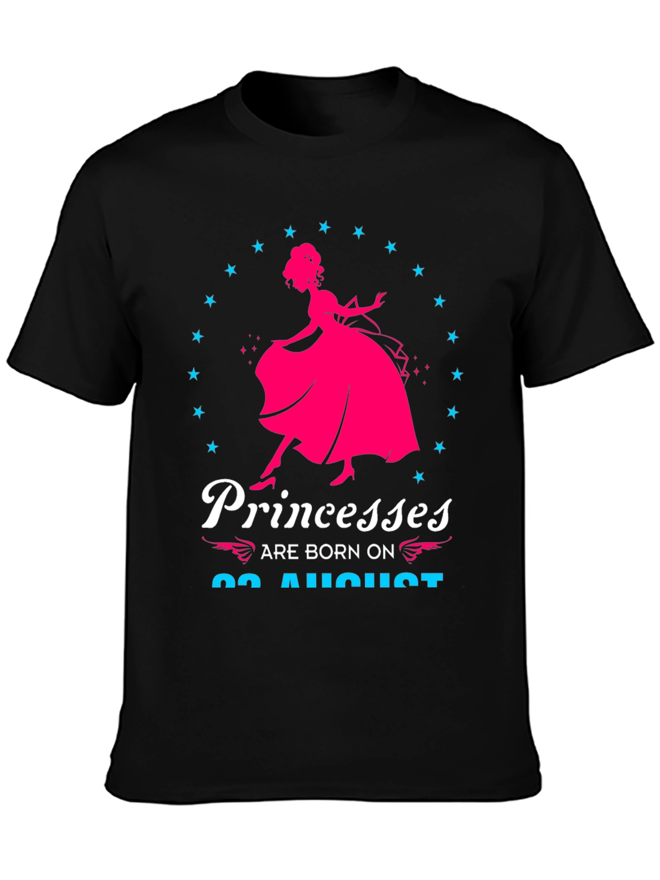 Princesses Born in August Black T-Shirt