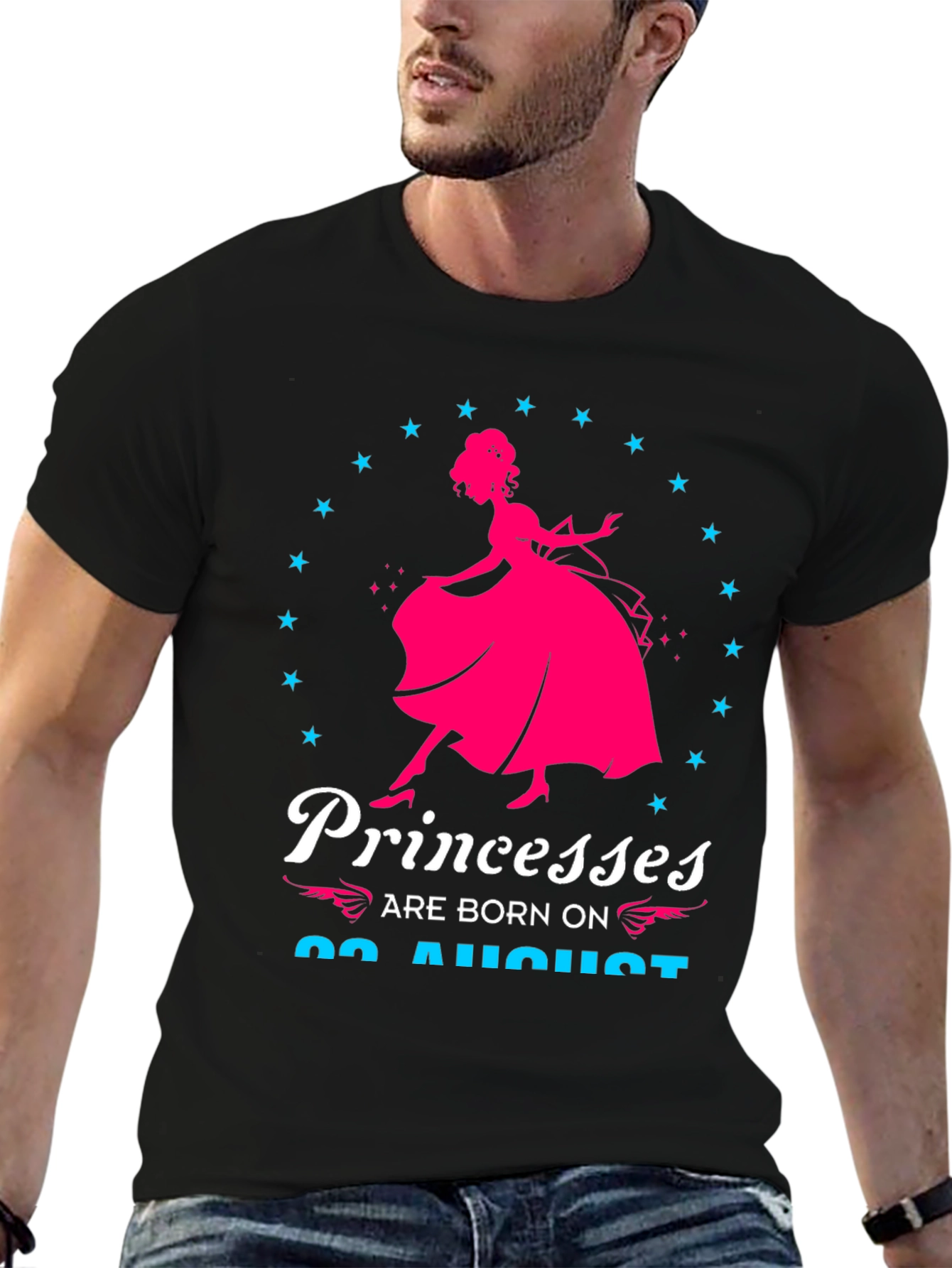 Princesses Born in August Black T-Shirt