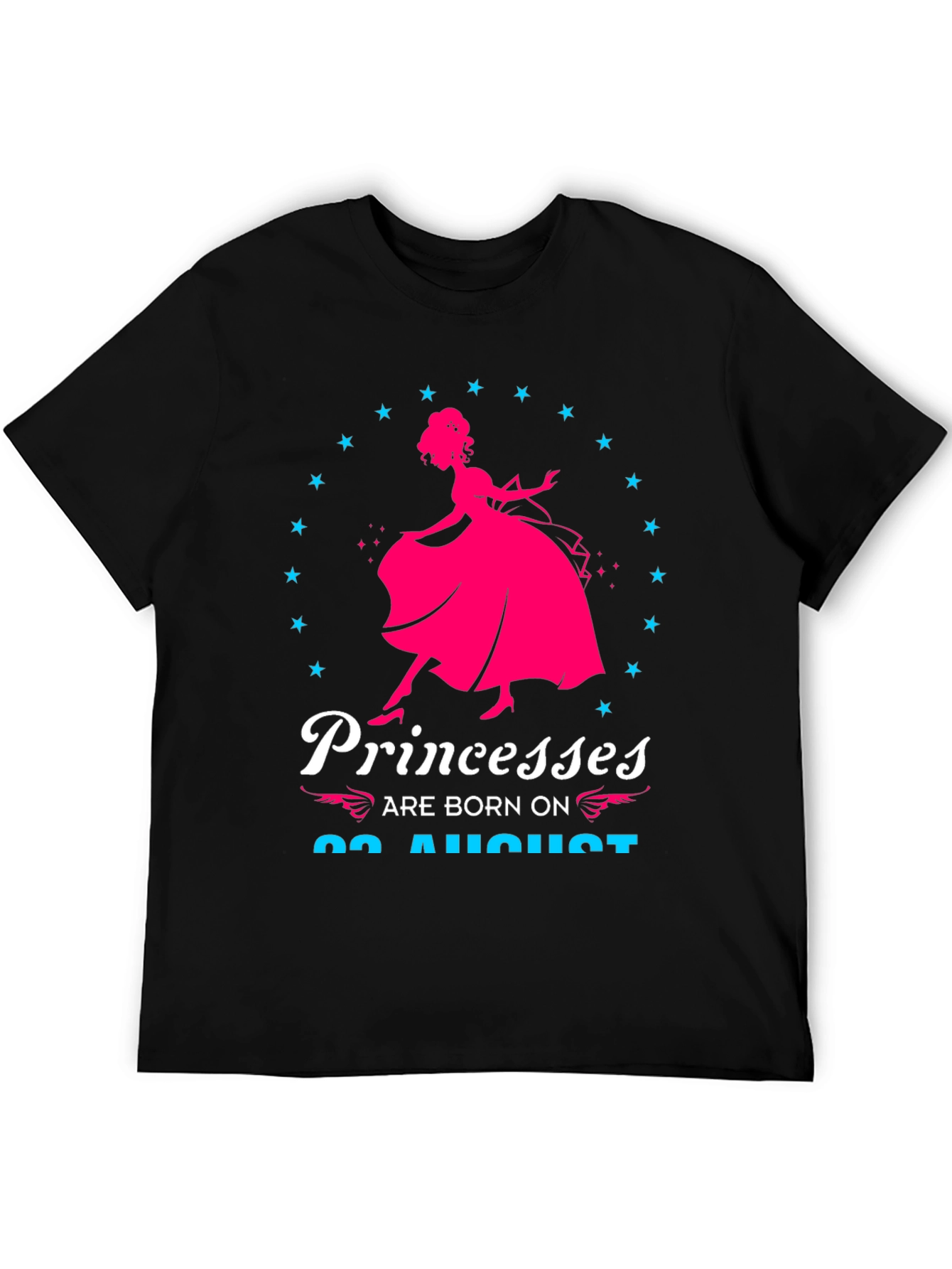 Princesses Born in August Black T-Shirt