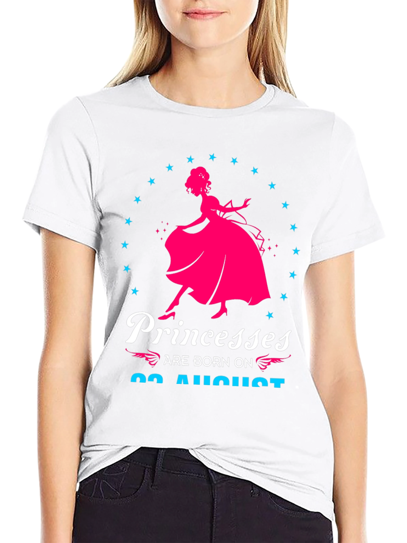 Princesses Born in August Black T-Shirt