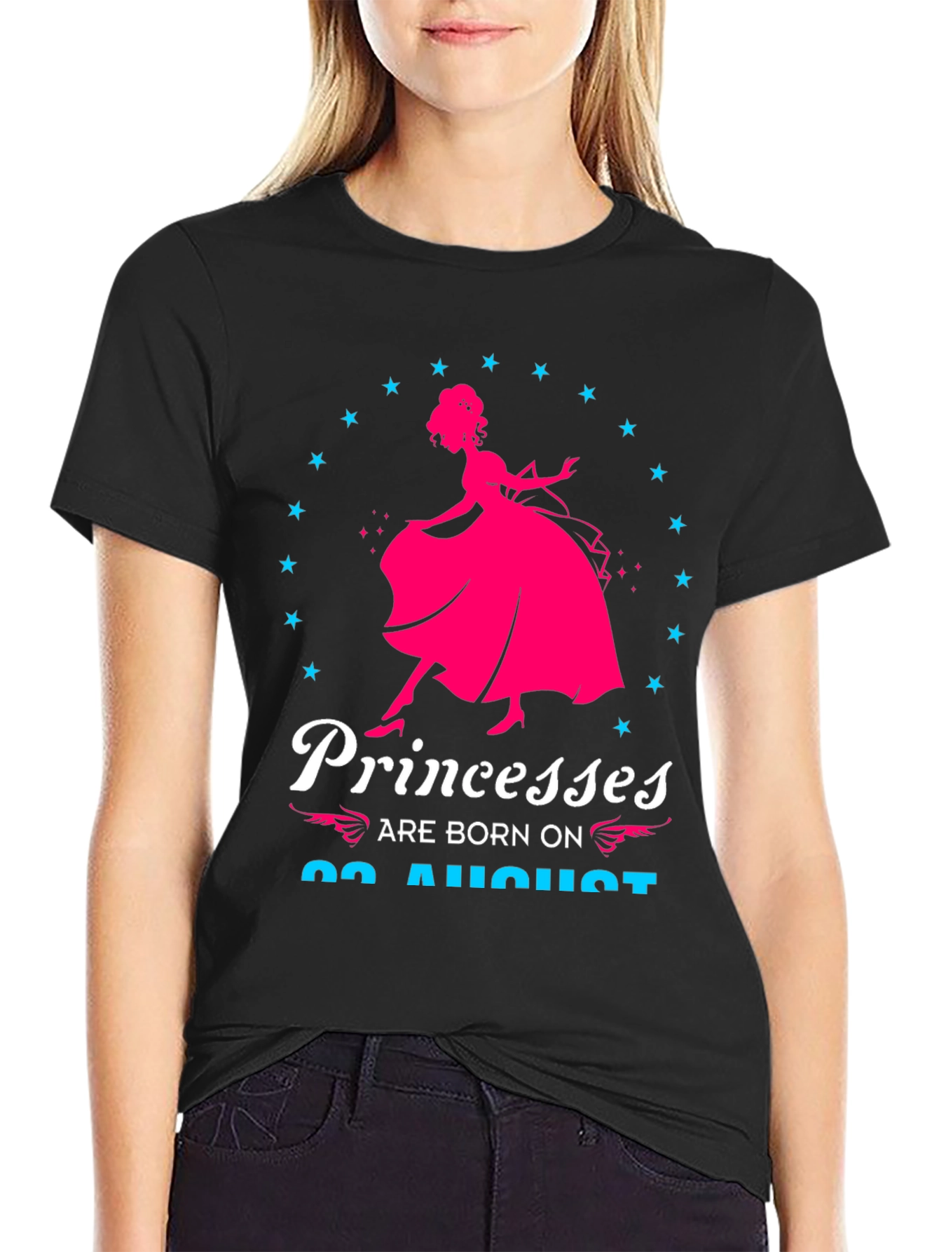 Princesses Born in August Black T-Shirt