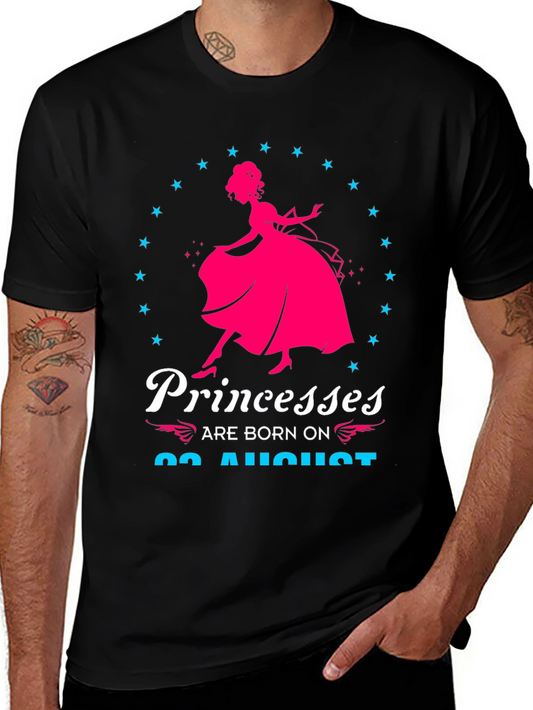 Princesses Born in August Black T-Shirt