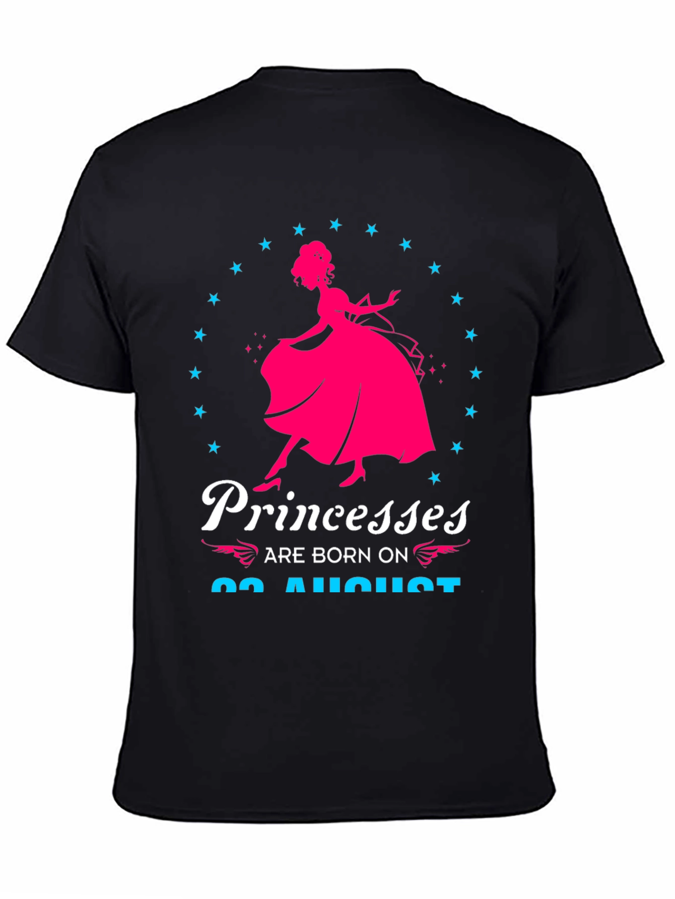 Princesses Born in August Black T-Shirt