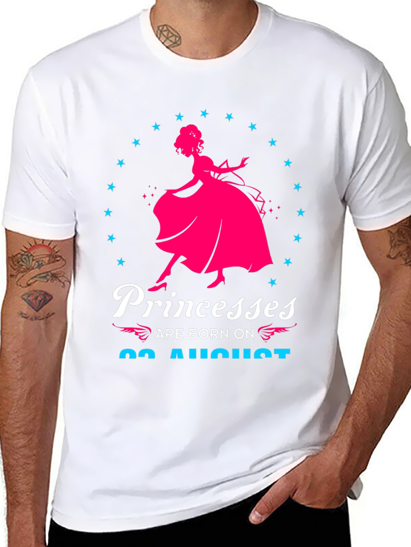 Princesses Born in August Black T-Shirt