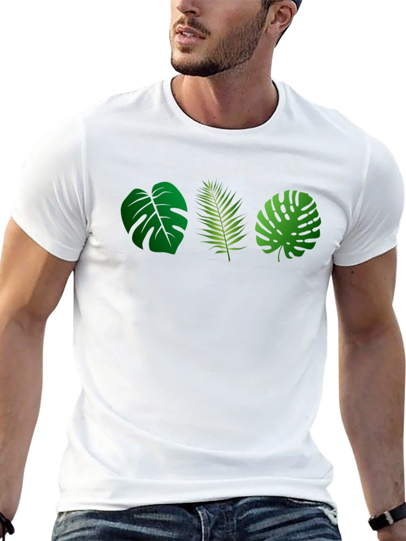 Tropical Leaves Black T-Shirt