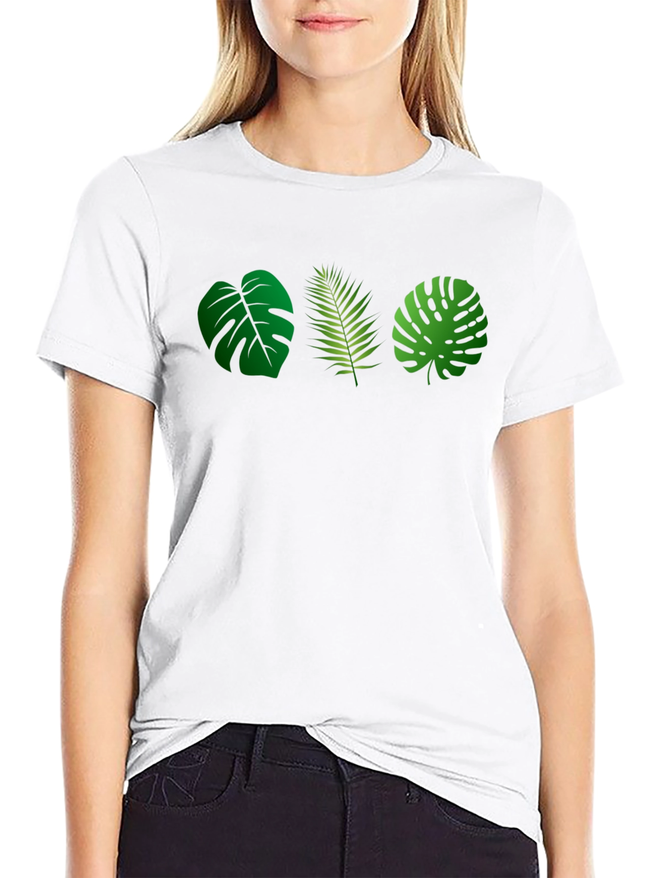 Tropical Leaves Black T-Shirt