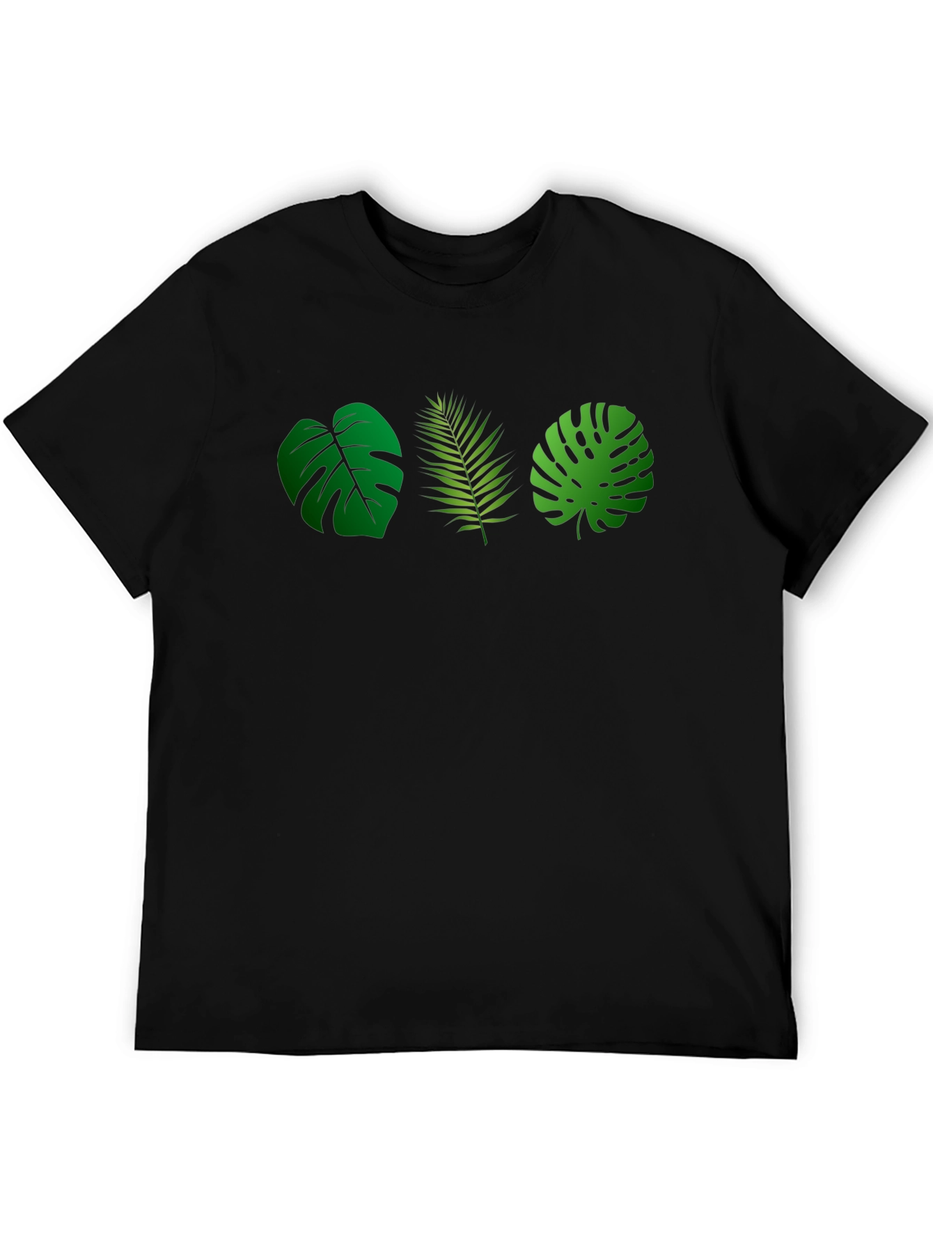 Tropical Leaves Black T-Shirt