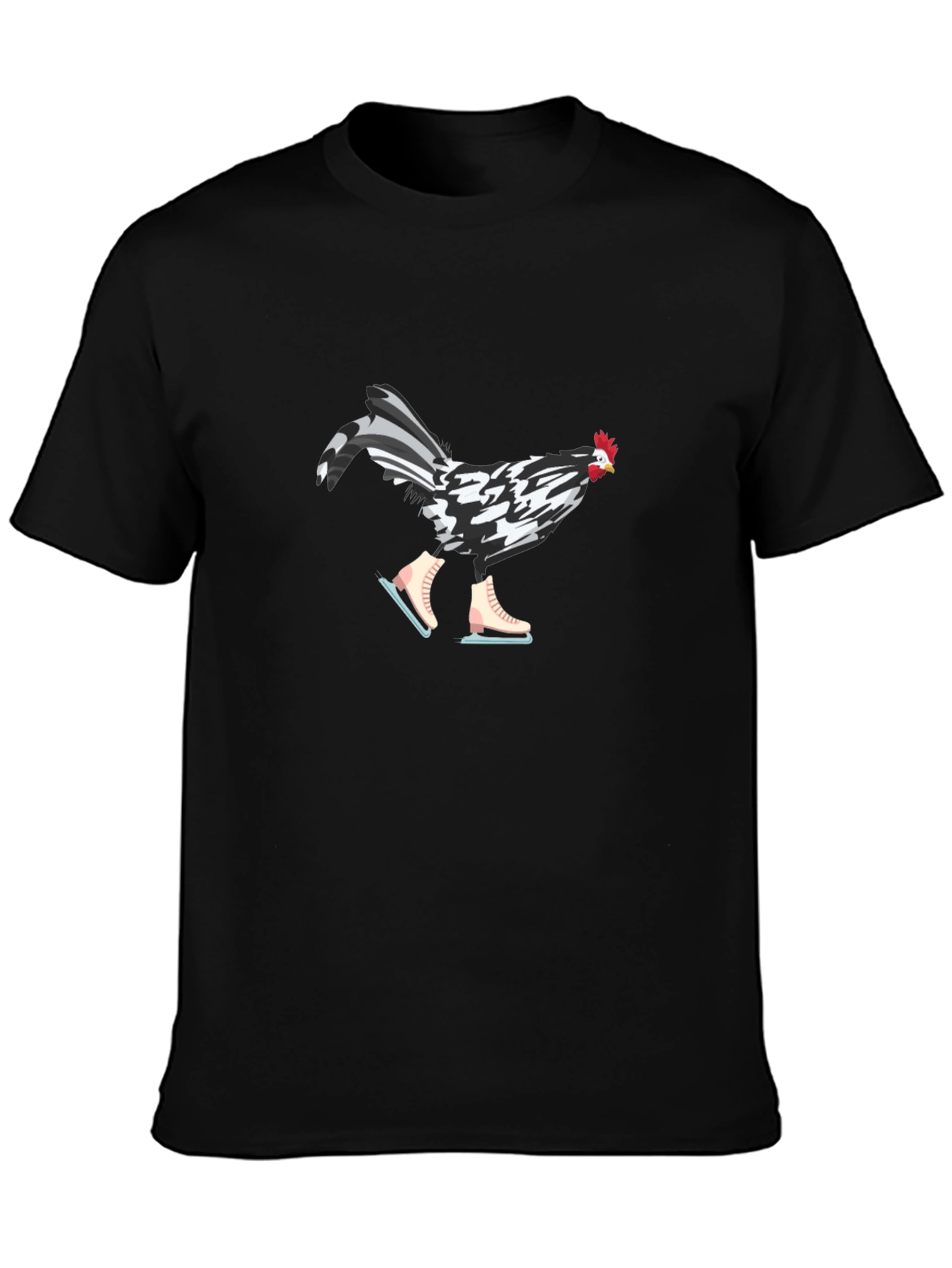 Funny Chicken on Ice Skates Graphic Tee