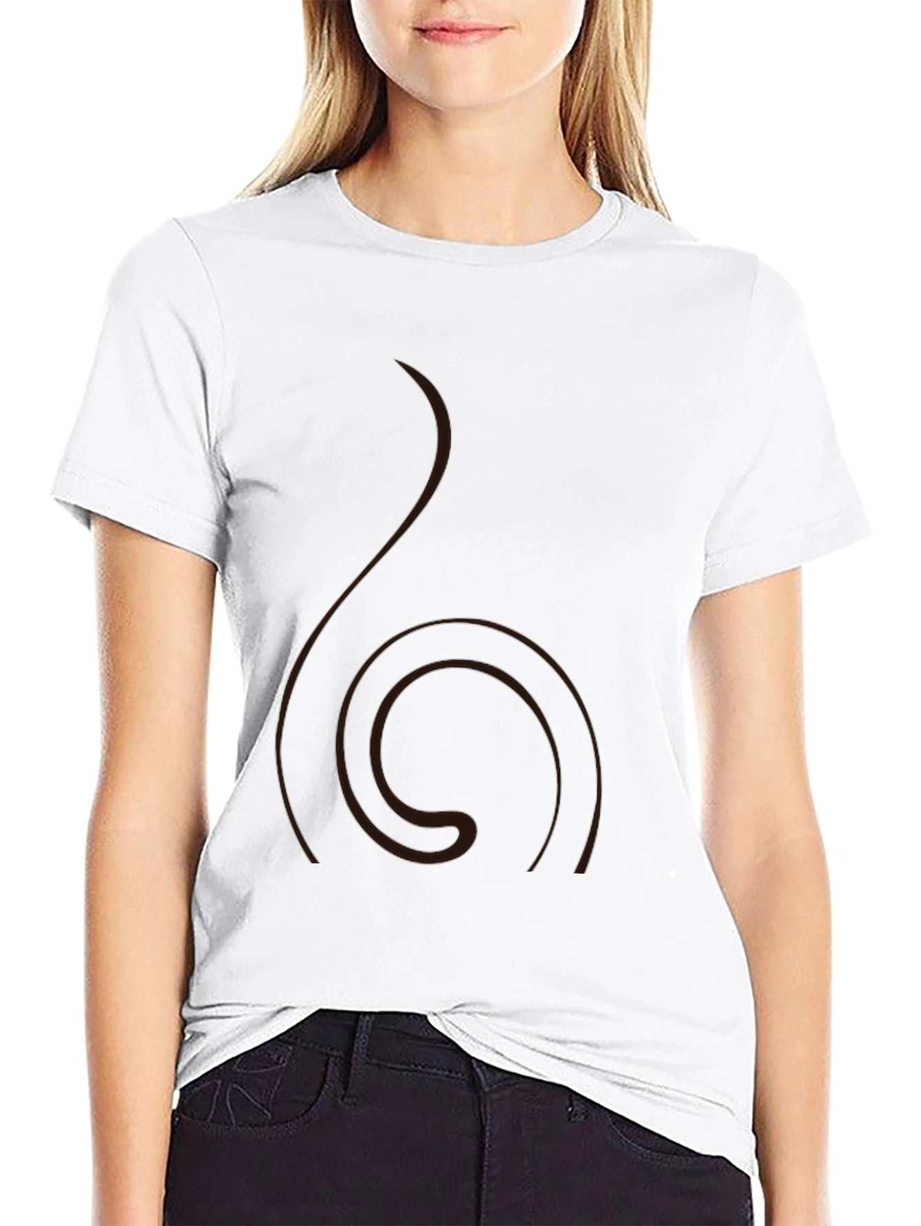 Mens Black T-Shirt with Swirl Design