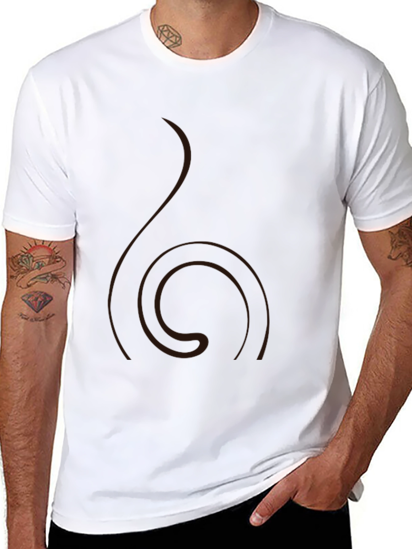 Mens Black T-Shirt with Swirl Design