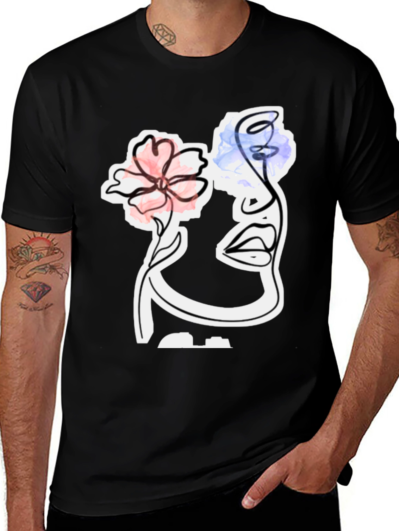 Abstract Floral Face Graphic Tee