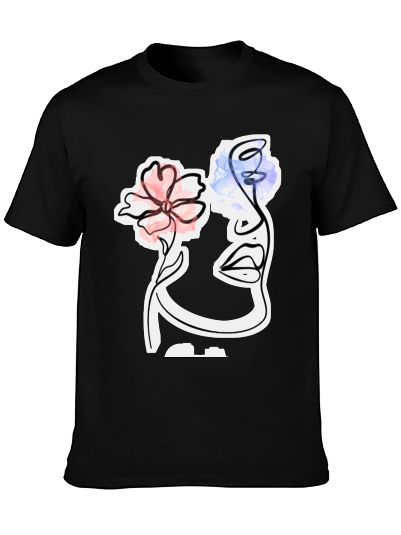 Abstract Floral Face Graphic Tee