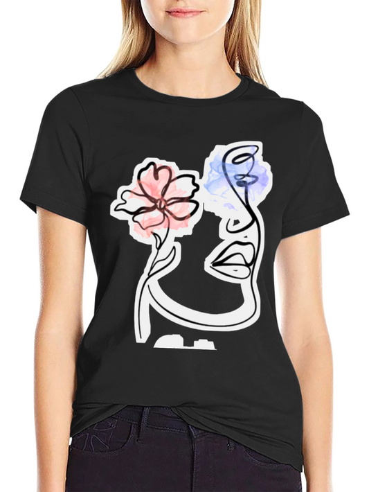 Abstract Floral Face Graphic Tee