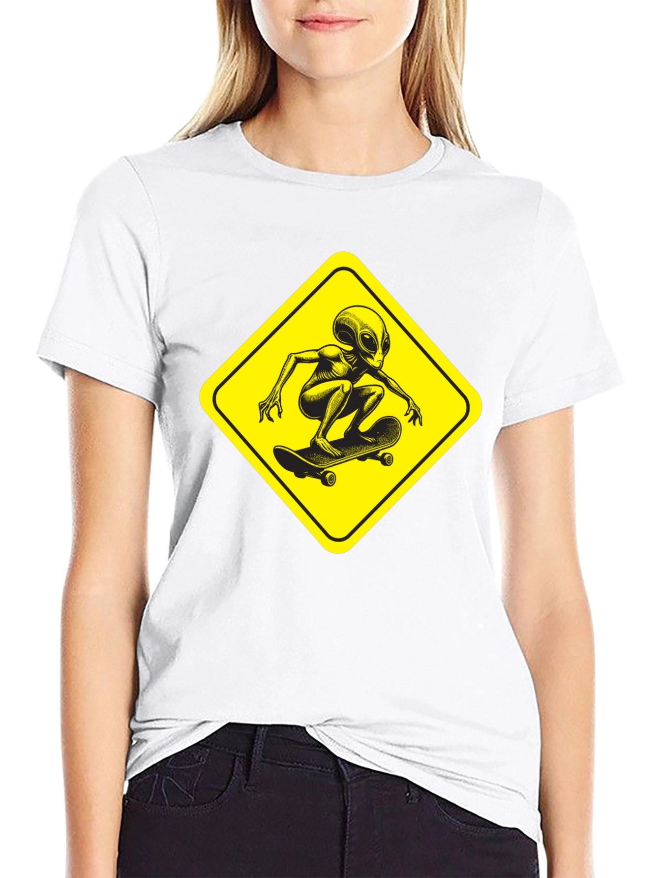 Skateboarding Alien Black T-Shirt