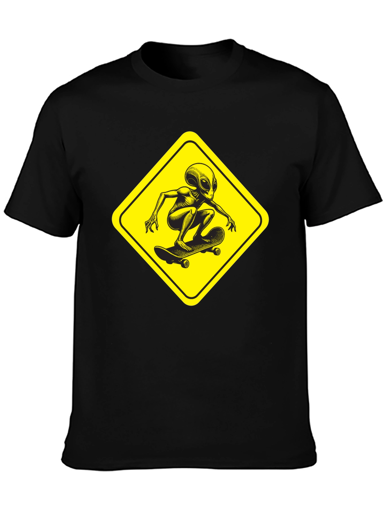 Skateboarding Alien Black T-Shirt