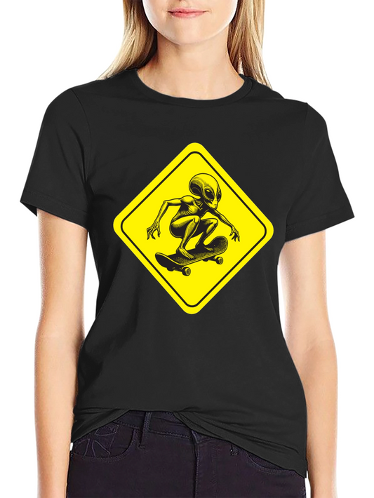 Skateboarding Alien Black T-Shirt