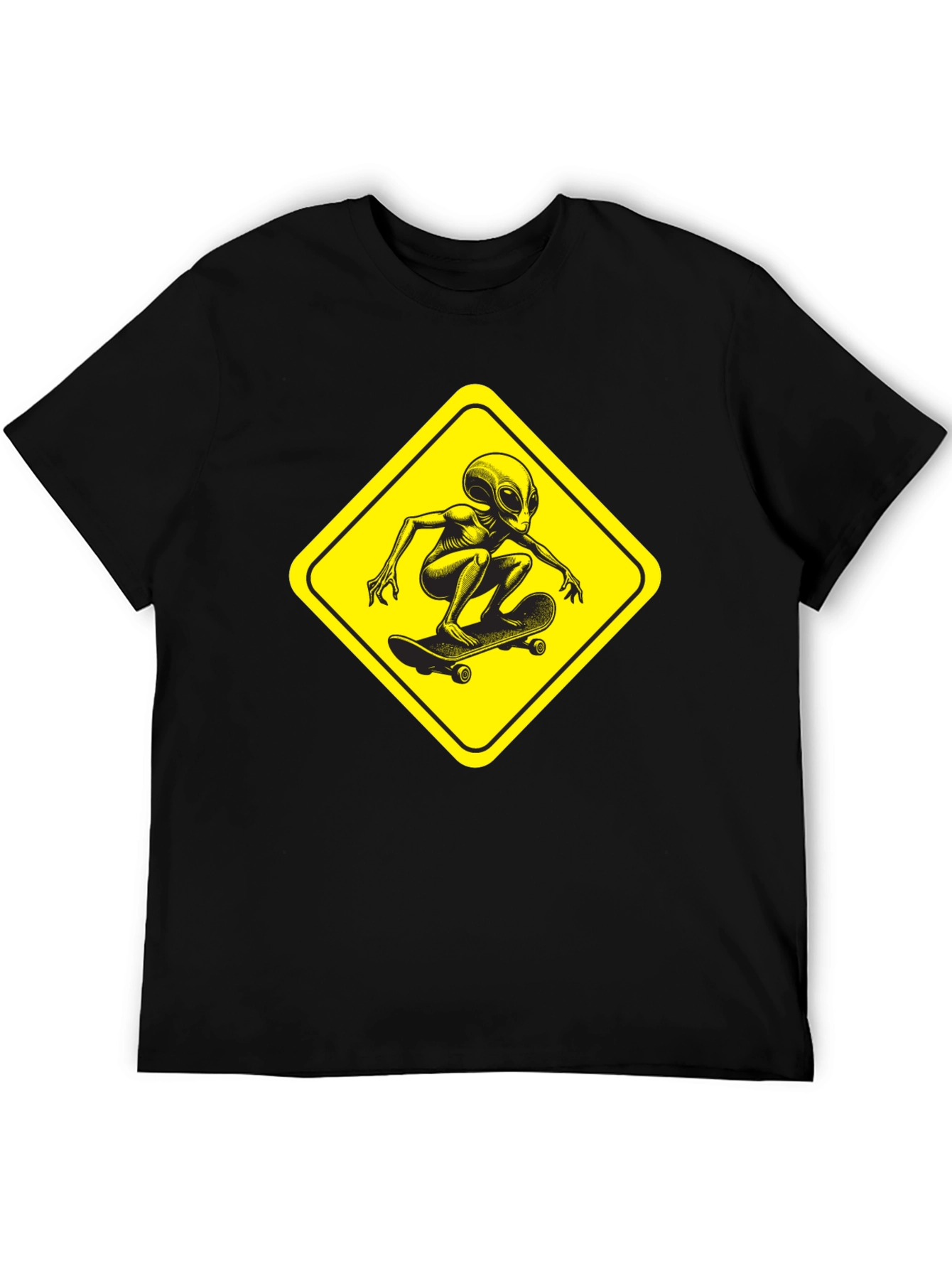 Skateboarding Alien Black T-Shirt