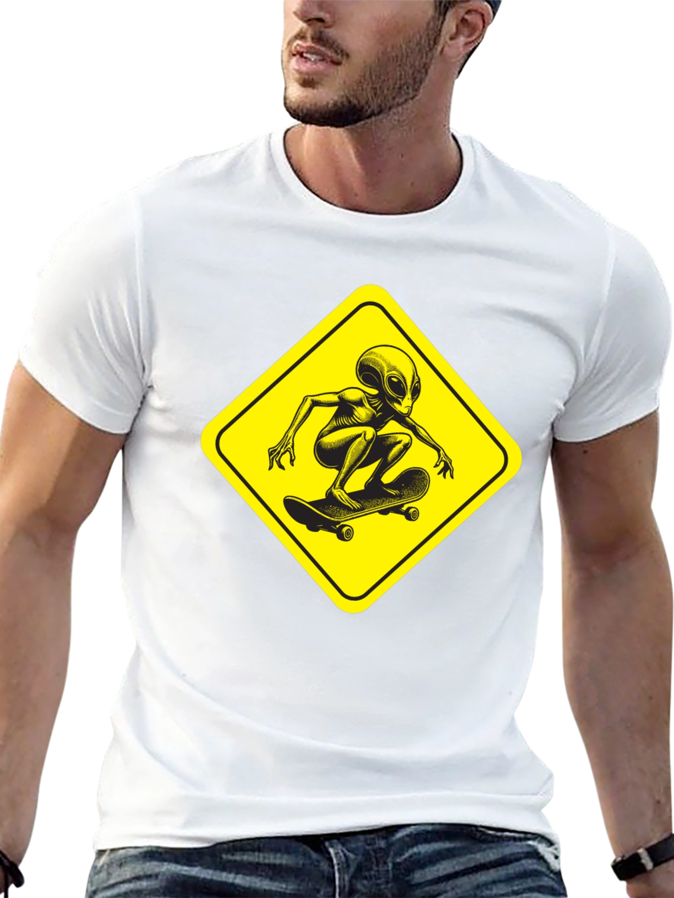 Skateboarding Alien Black T-Shirt