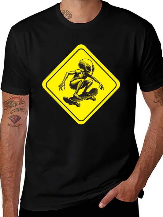 Skateboarding Alien Black T-Shirt