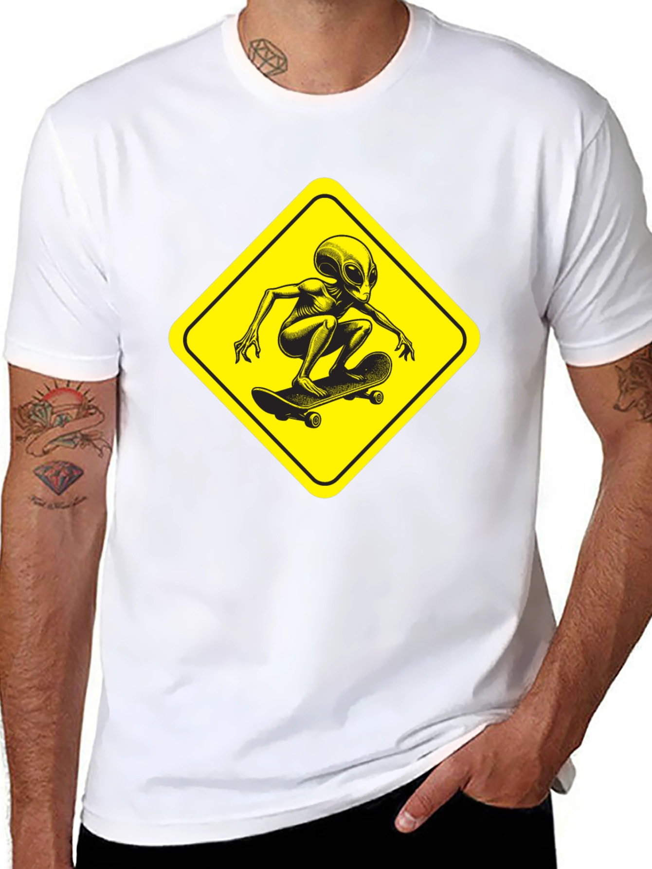 Skateboarding Alien Black T-Shirt