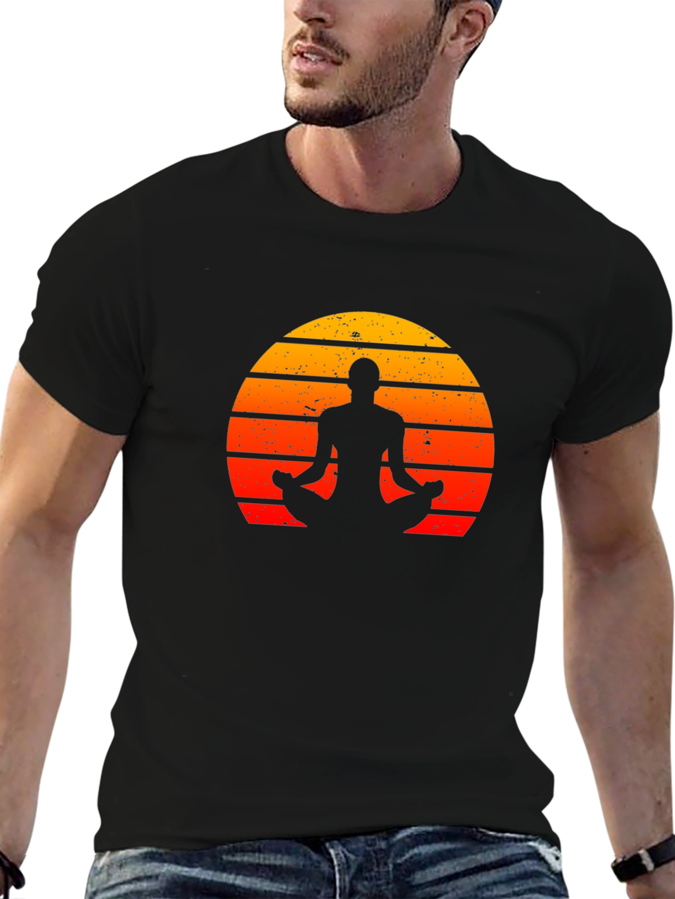 Yoga Silhouette Sunset Graphic T-Shirt