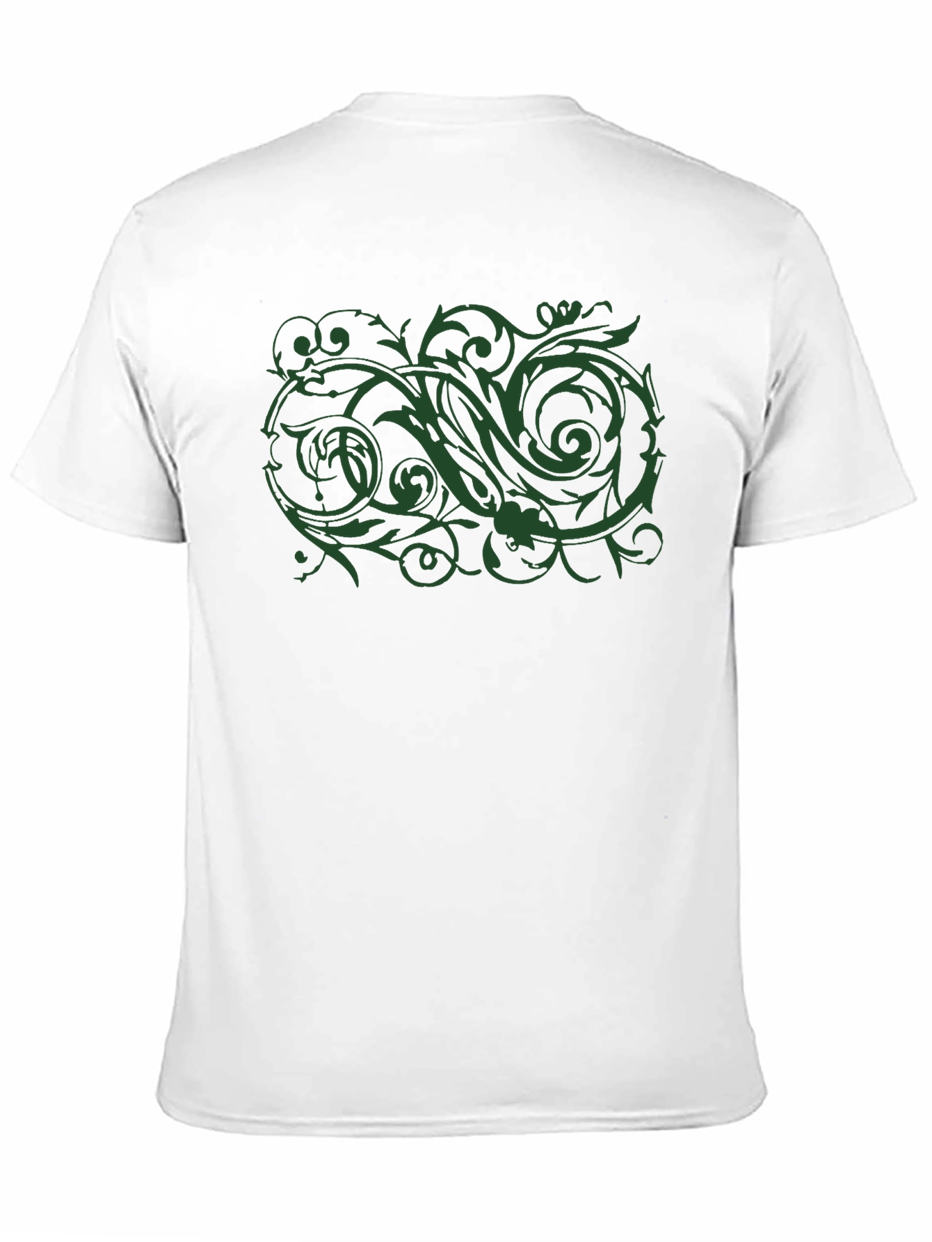 Mens Black T-Shirt with Green Floral Design