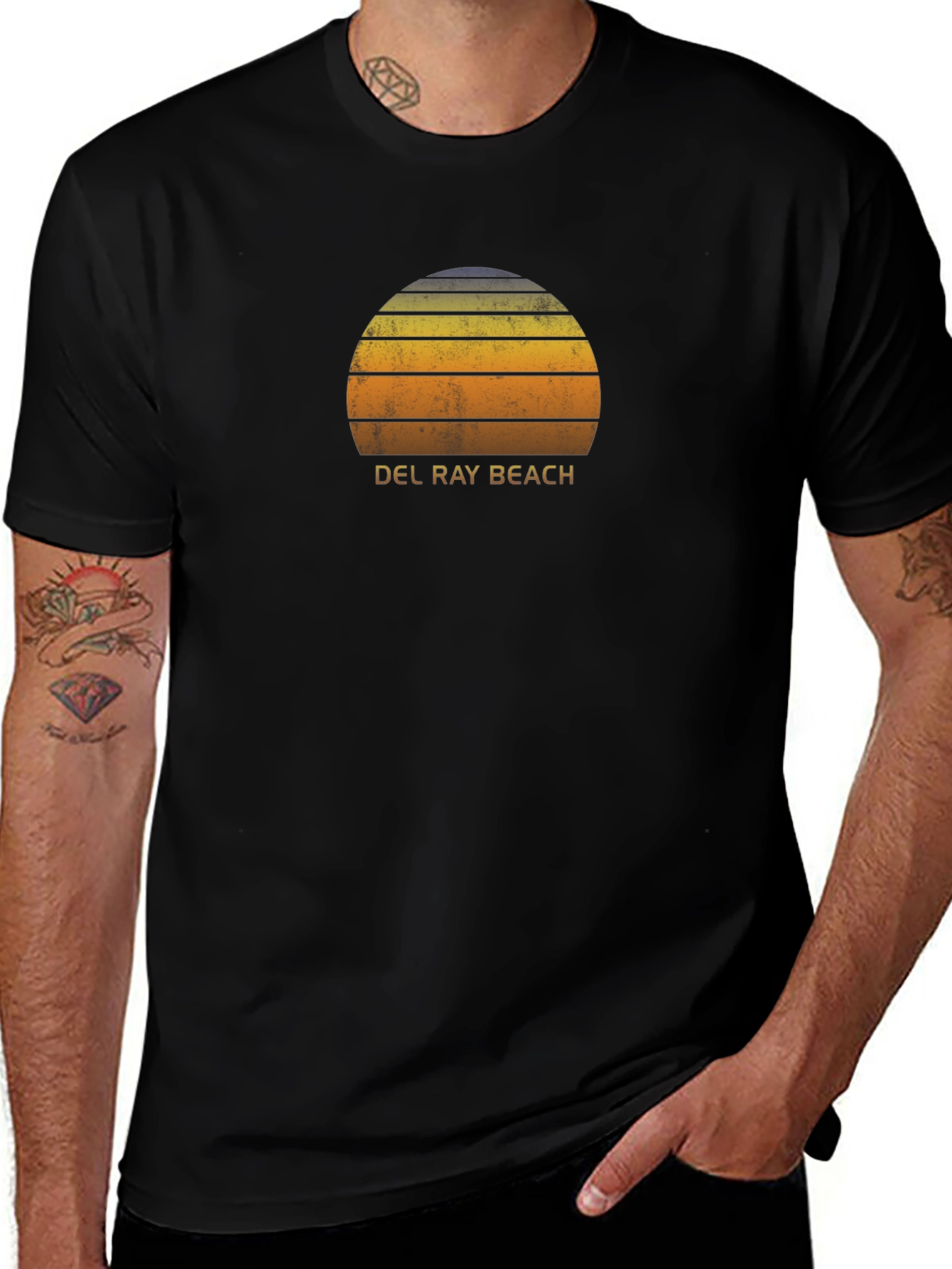Del Ray Beach Retro Sunset T-Shirt