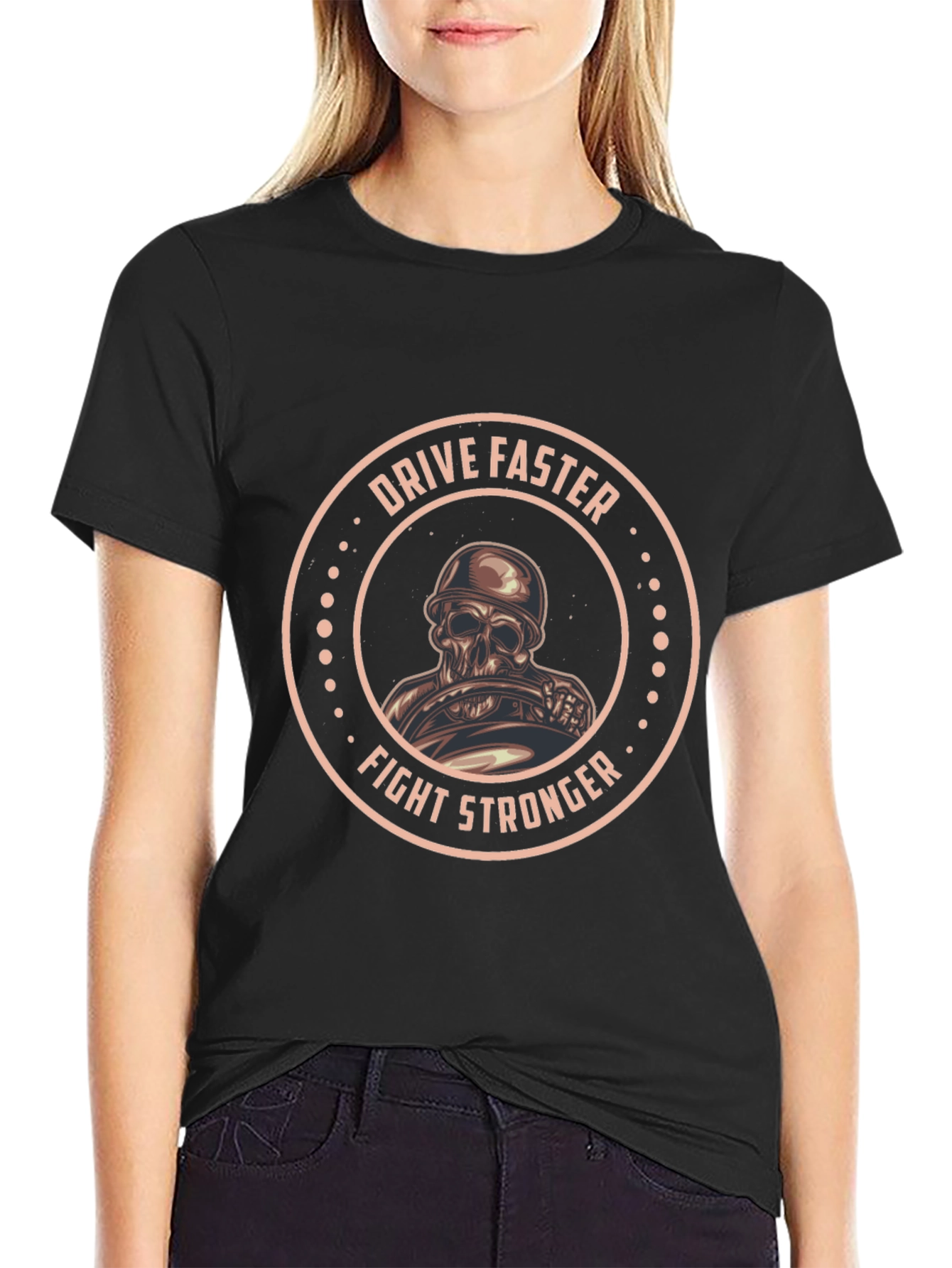 Drive Faster Fight Stronger Skull Graphic Tee