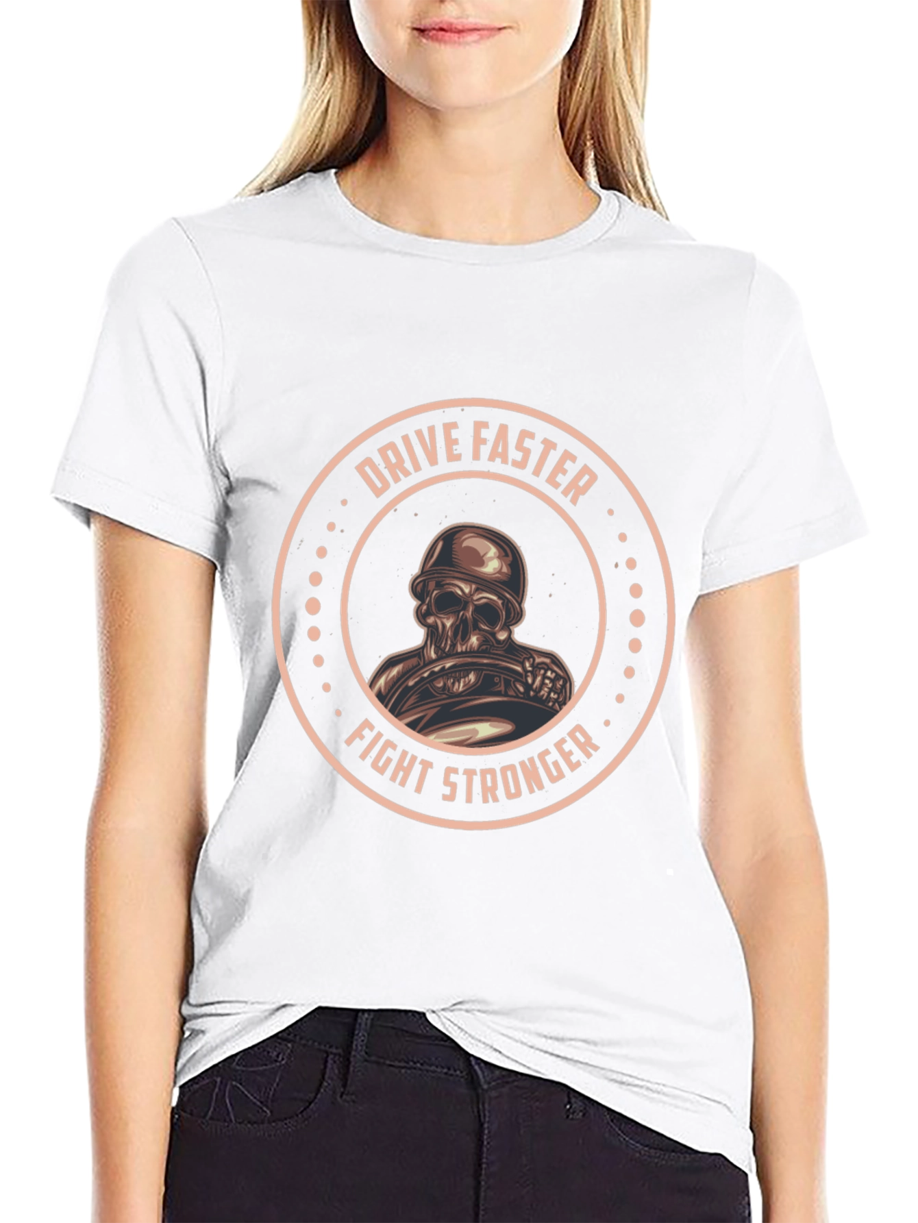 Drive Faster Fight Stronger Skull Graphic Tee