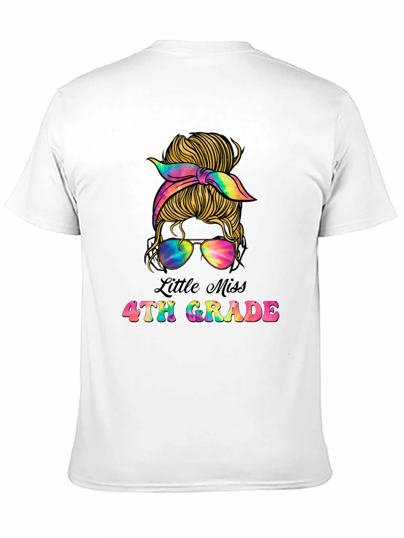 Little Miss 4th Grade Messy Bun T-Shirt