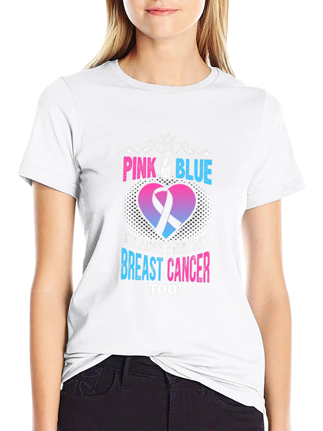 Pink & Blue Breast Cancer Awareness T-Shirt