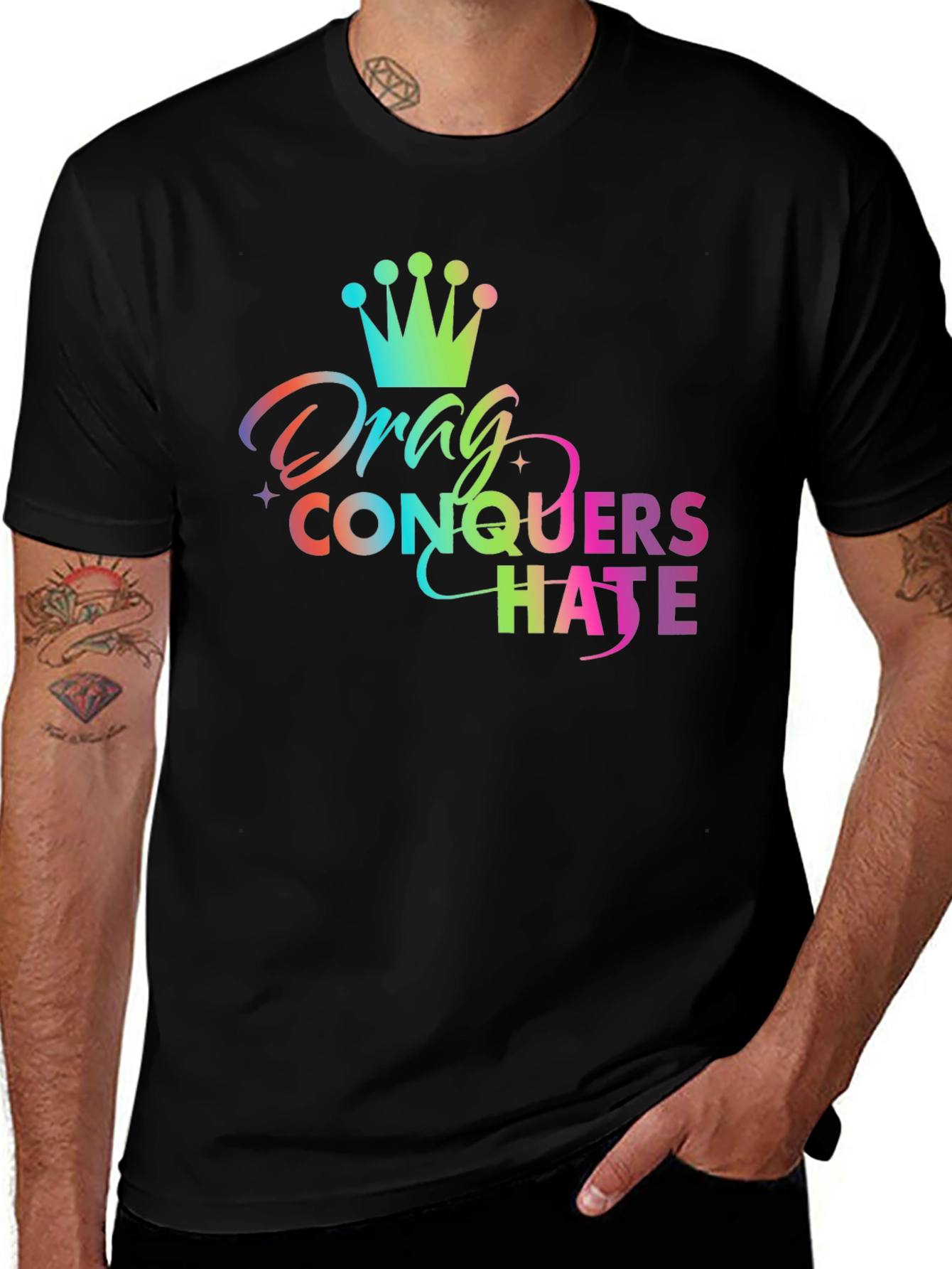 Drag Conquers Hate Rainbow Graphic Tee