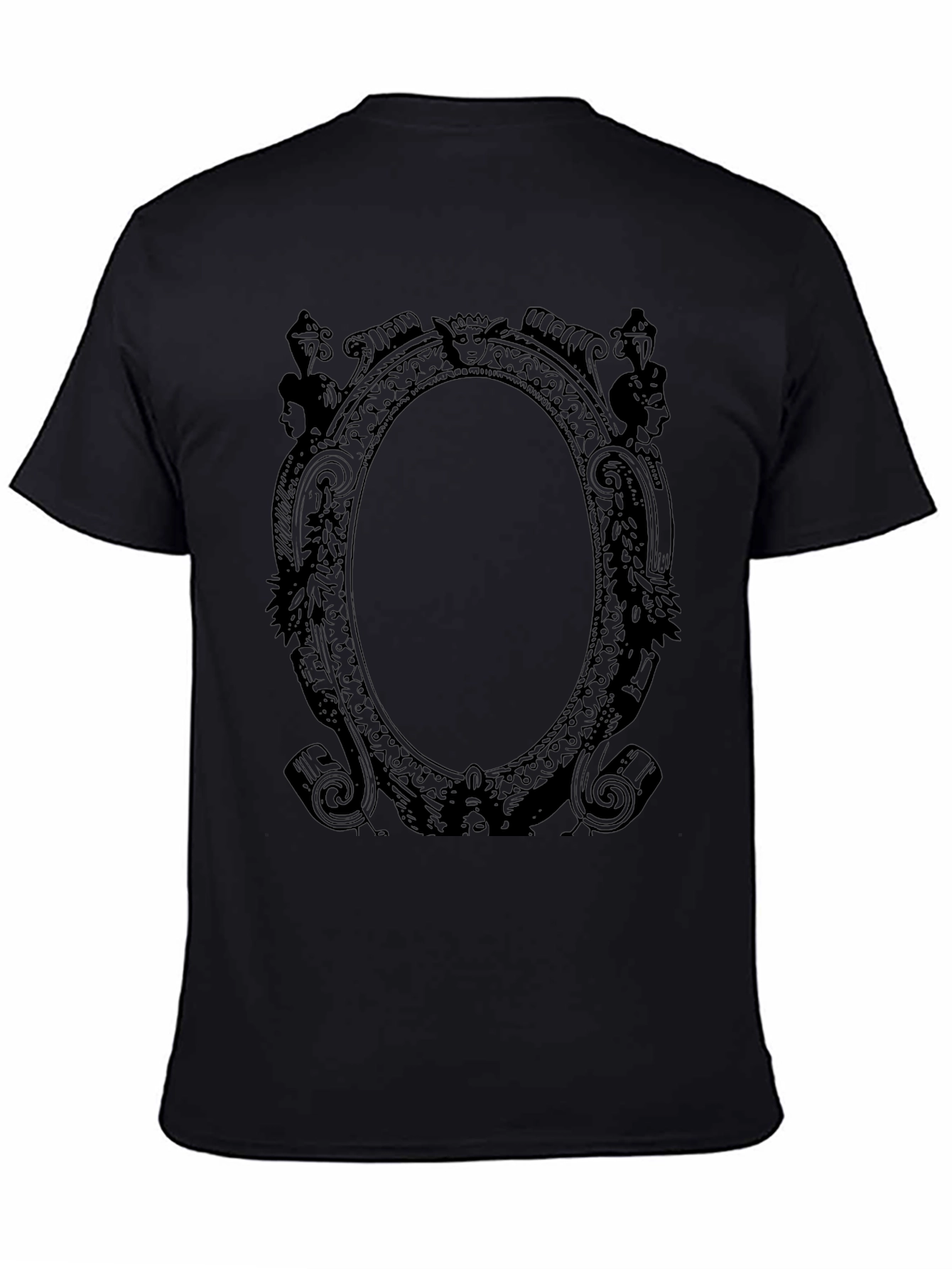Gothic Oval Frame Tee - Elegant Dark Style
