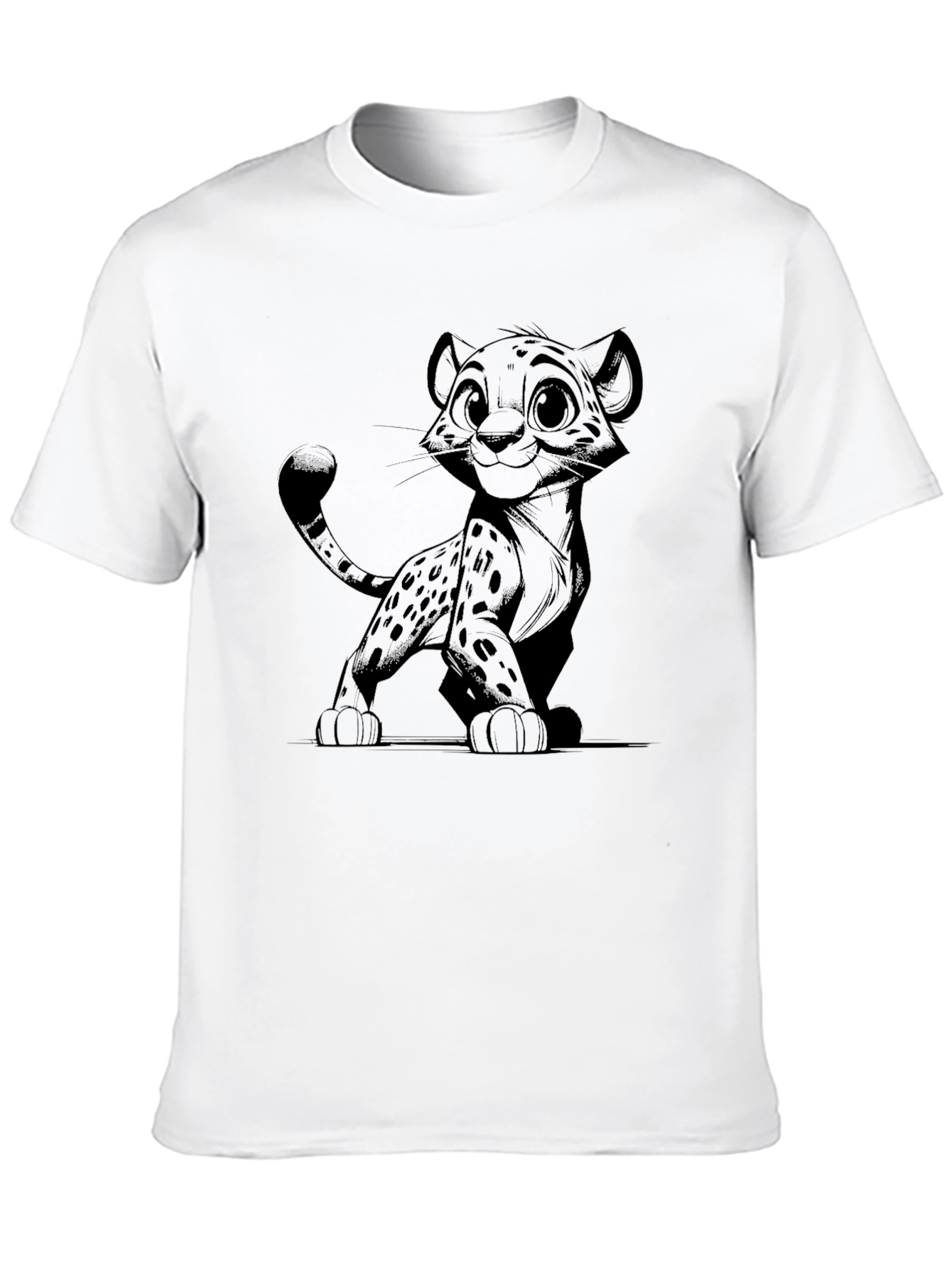 Cartoon Cheetah Graphic T-Shirt