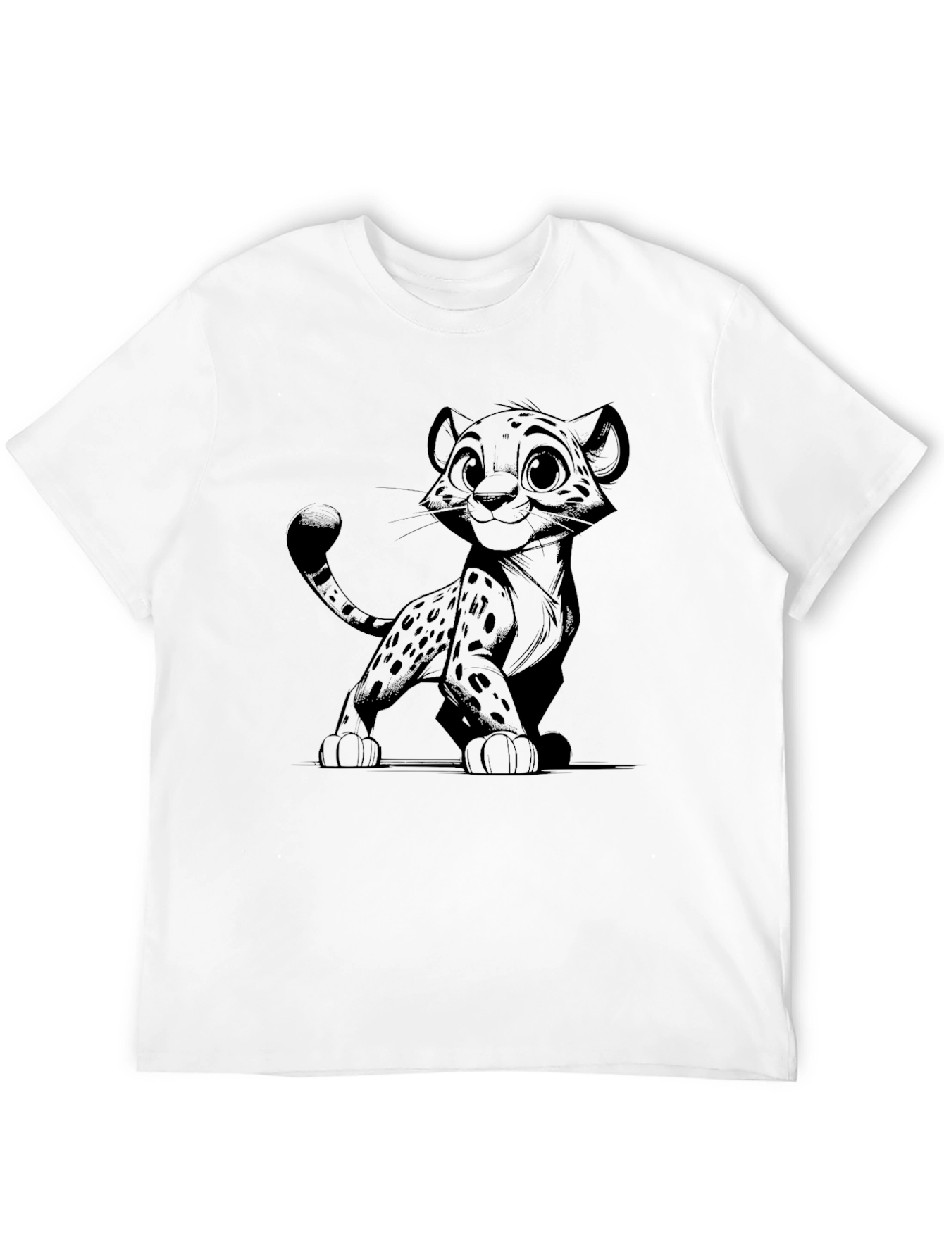 Cartoon Cheetah Graphic T-Shirt