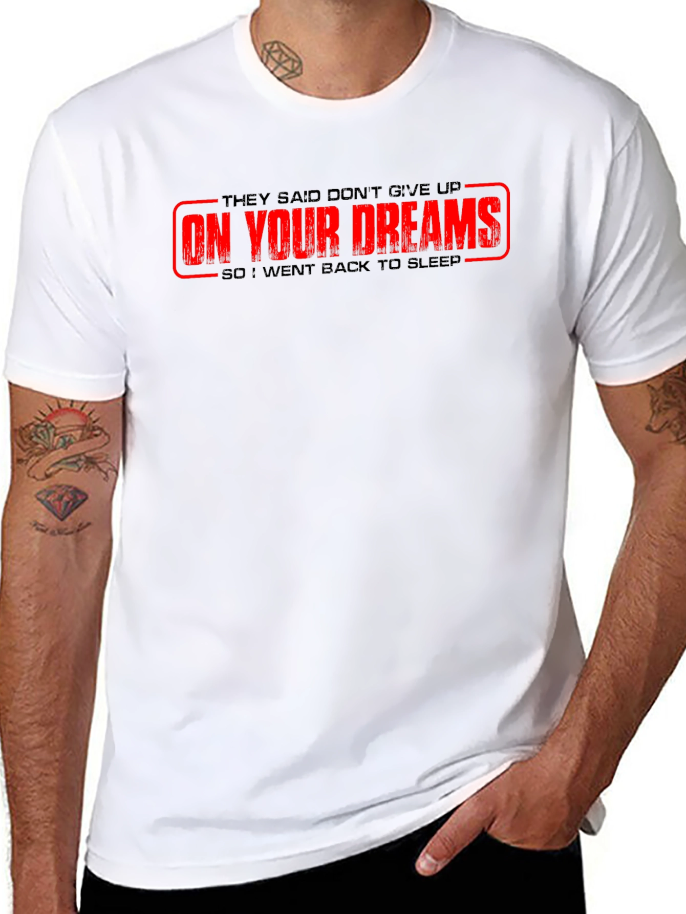 Humorous On Your Dreams Graphic Tee - Black