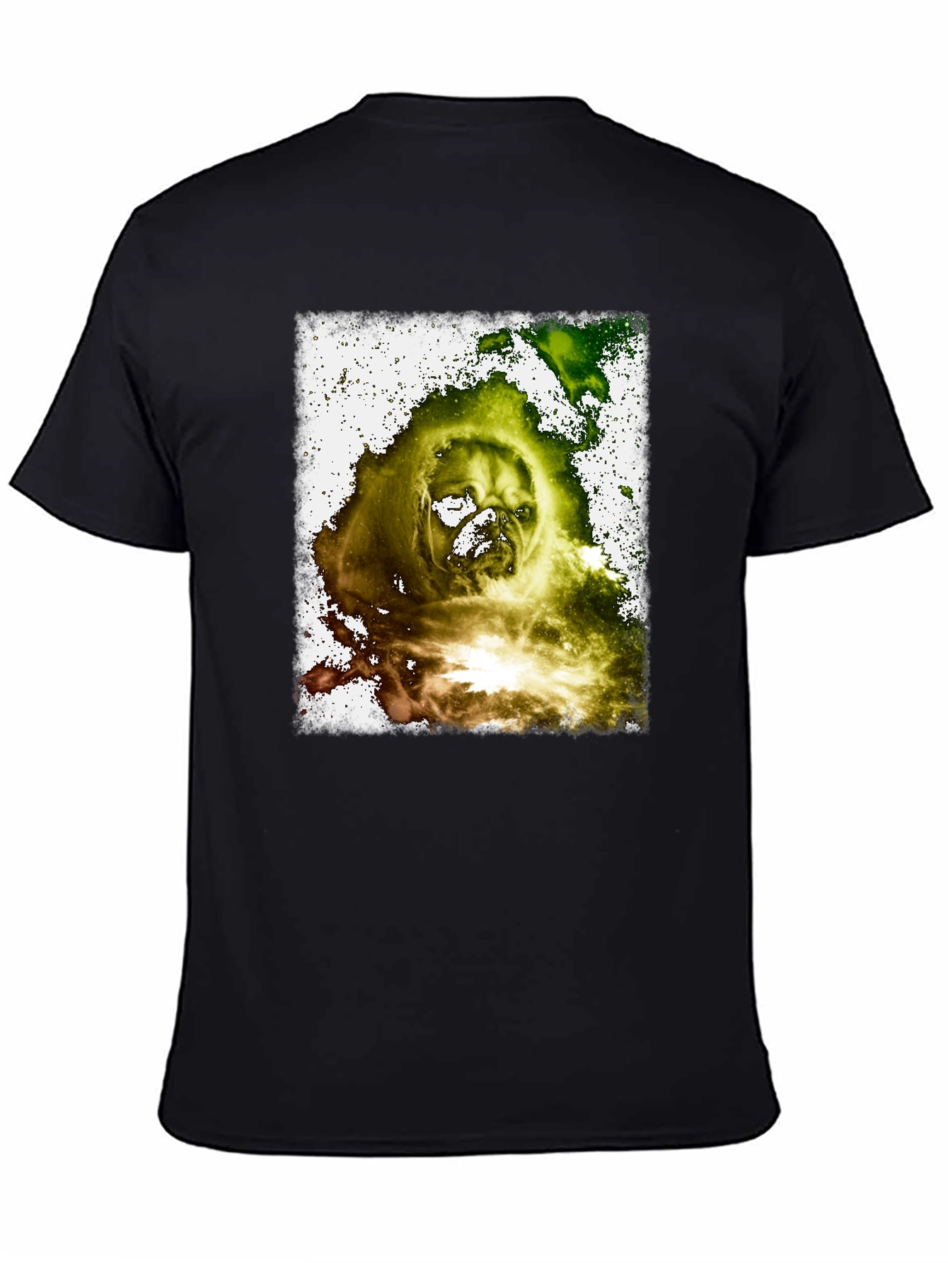 Distressed Pug Graphic Black T-Shirt