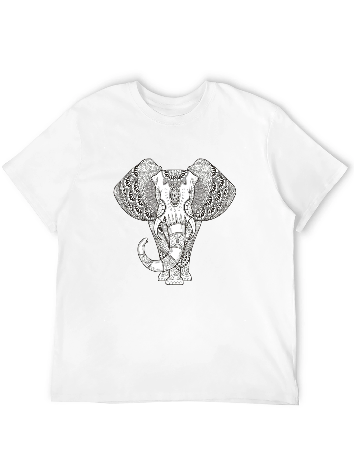 Elephant Mandala Print Black T-Shirt