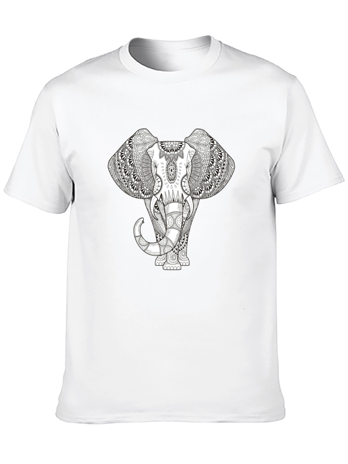 Elephant Mandala Print Black T-Shirt