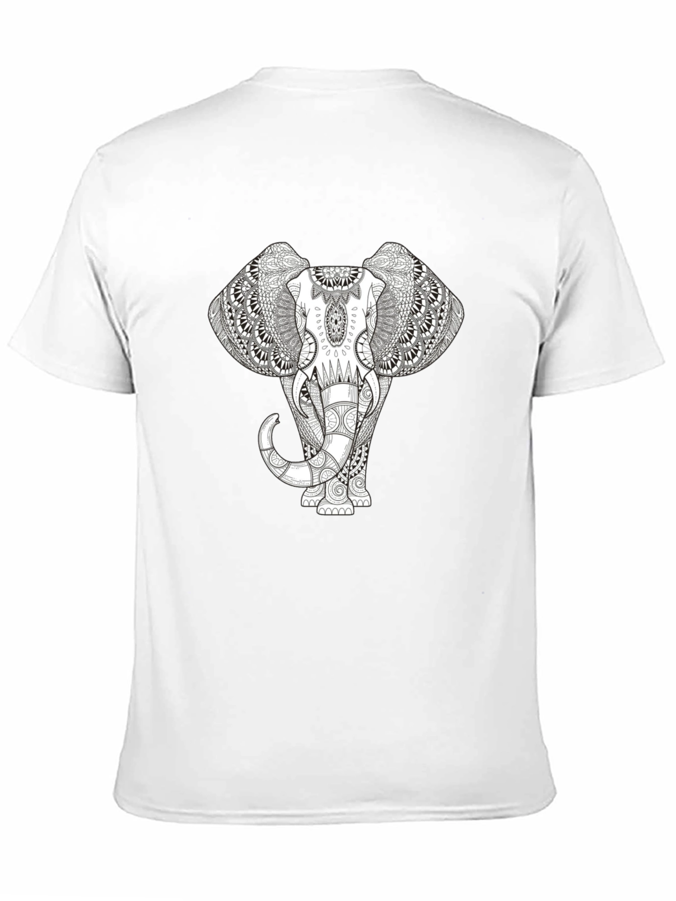 Elephant Mandala Print Black T-Shirt