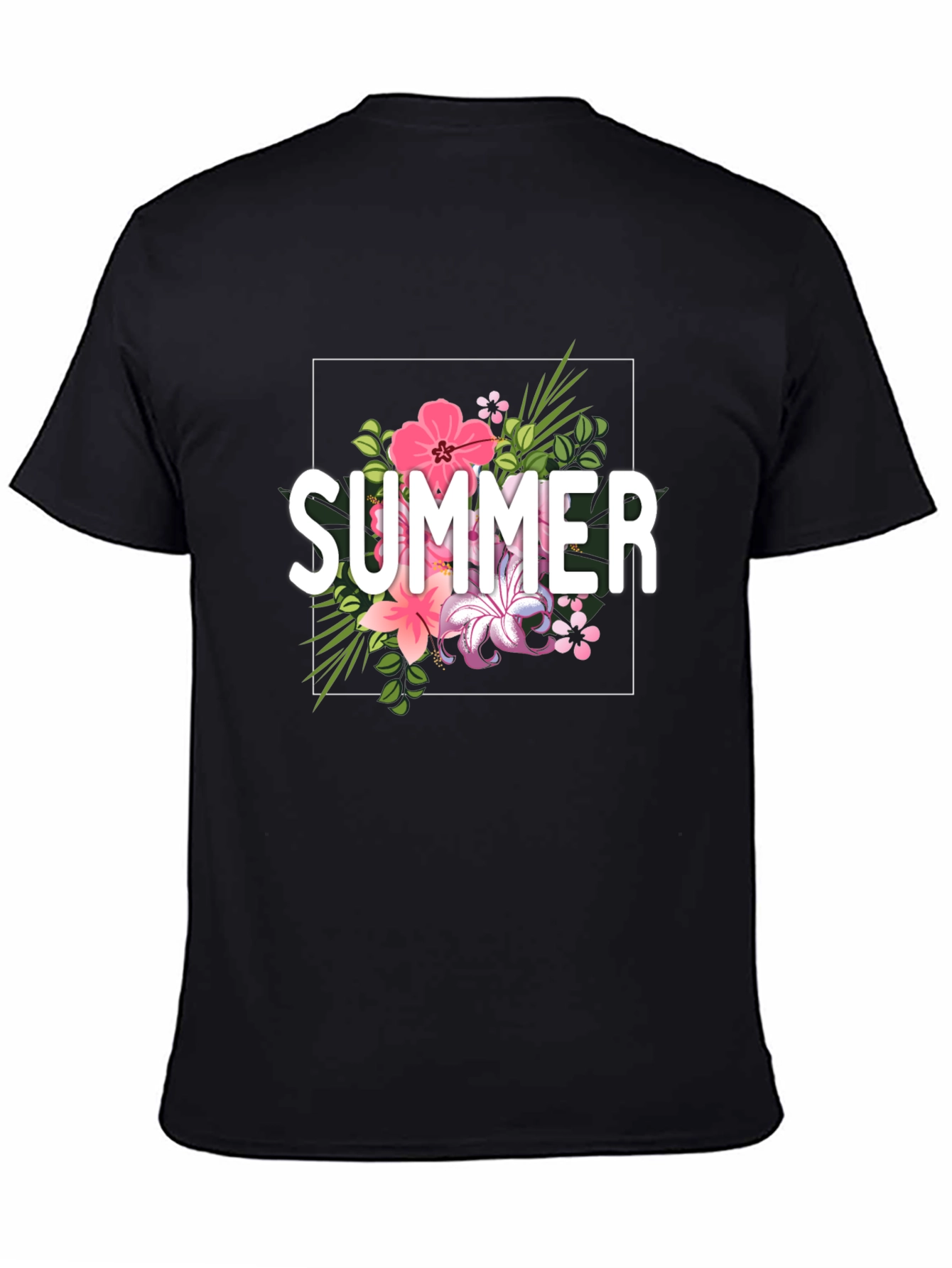 Summer Floral Graphic T-Shirt - Black