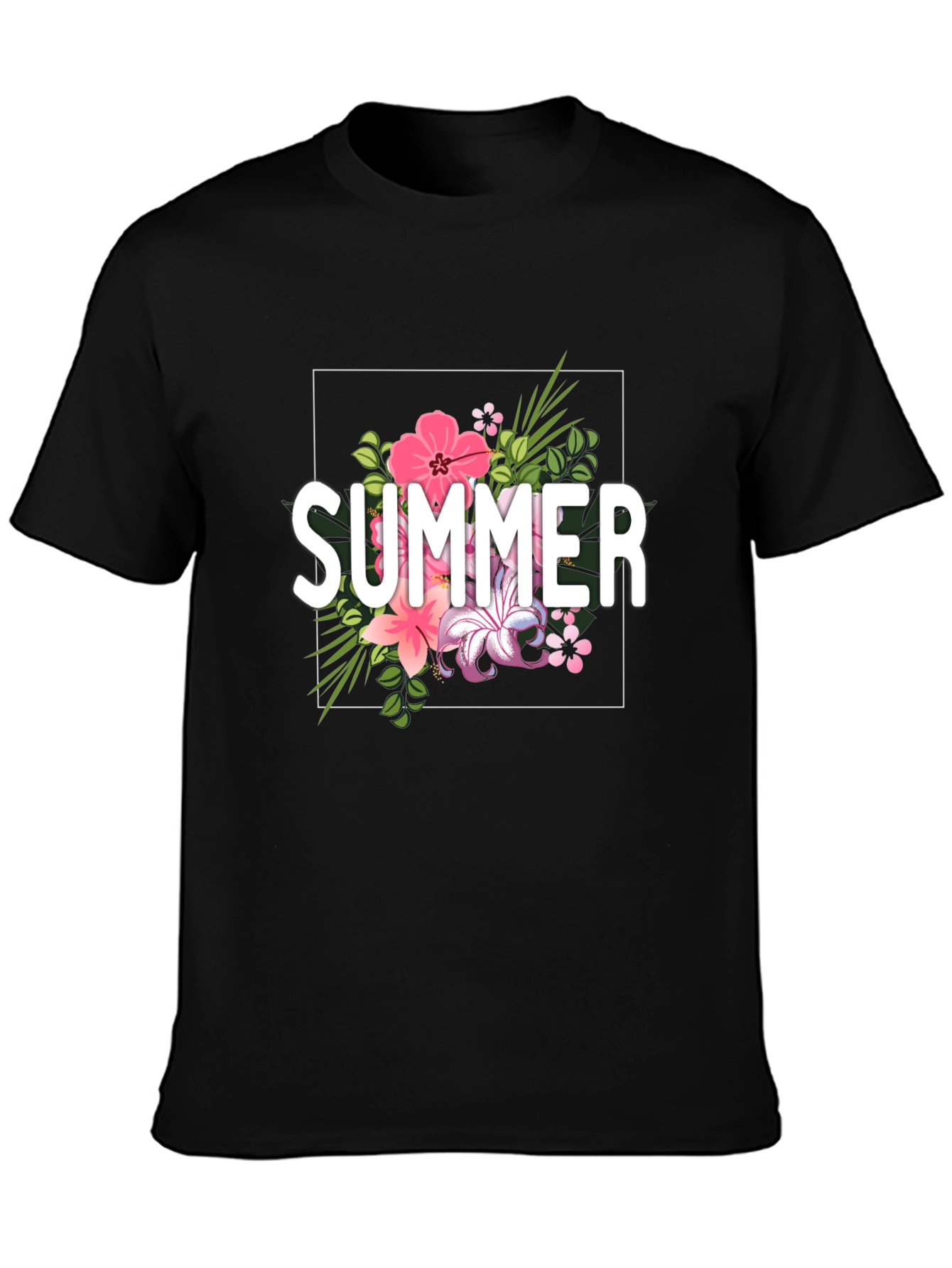 Summer Floral Graphic T-Shirt - Black