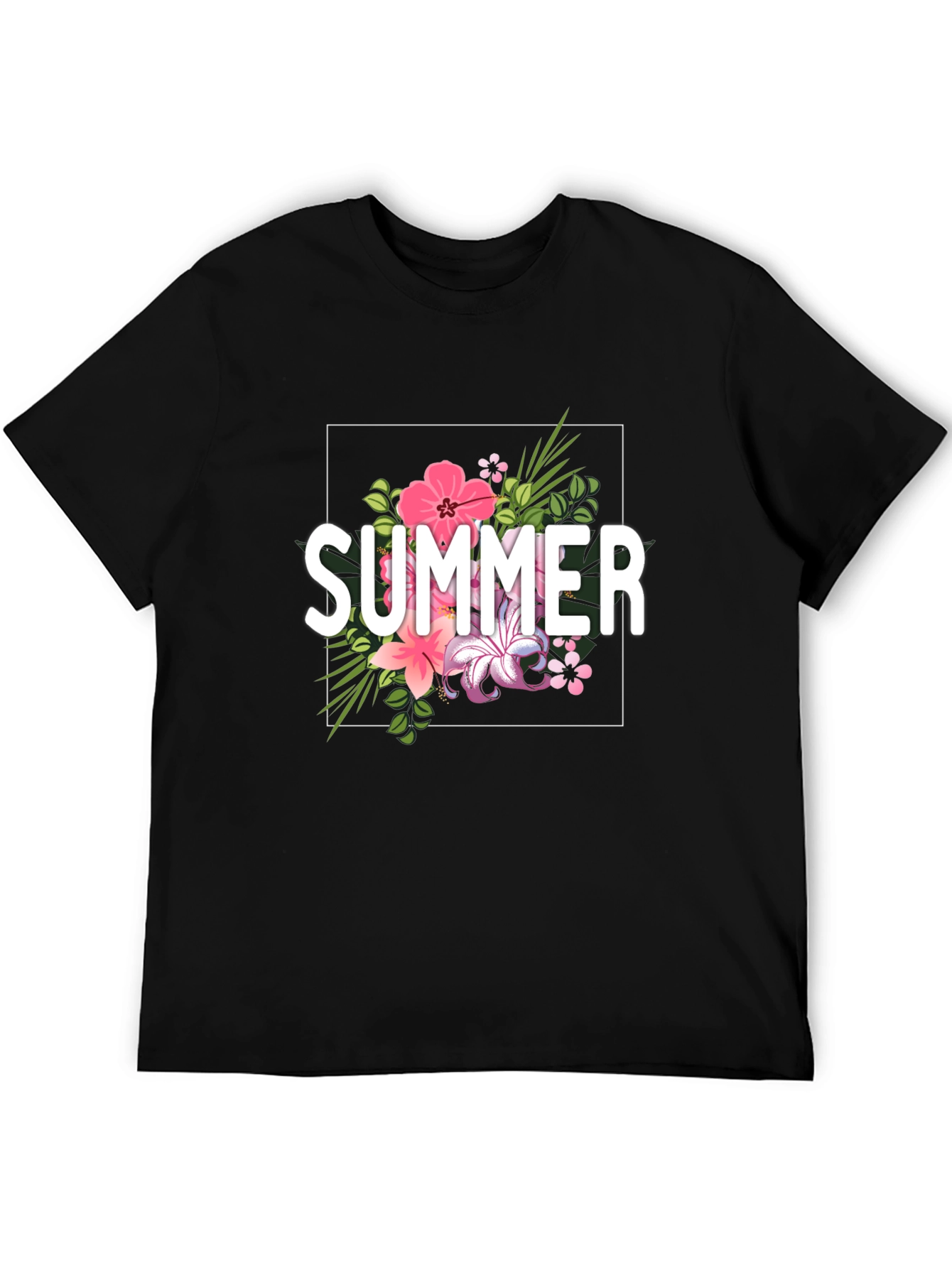 Summer Floral Graphic T-Shirt - Black
