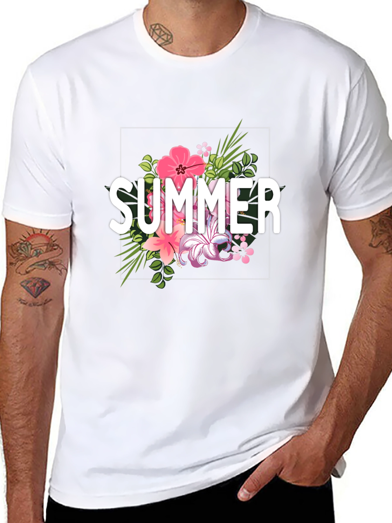 Summer Floral Graphic T-Shirt - Black