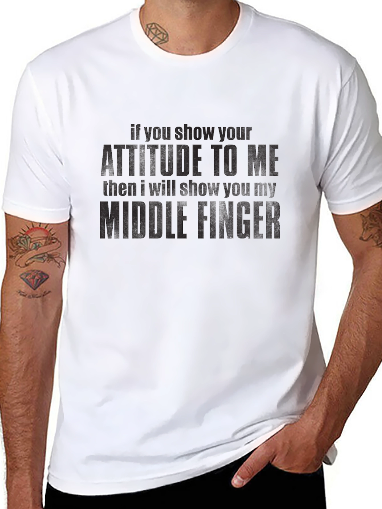 Attitude Middle Finger Graphic T-Shirt