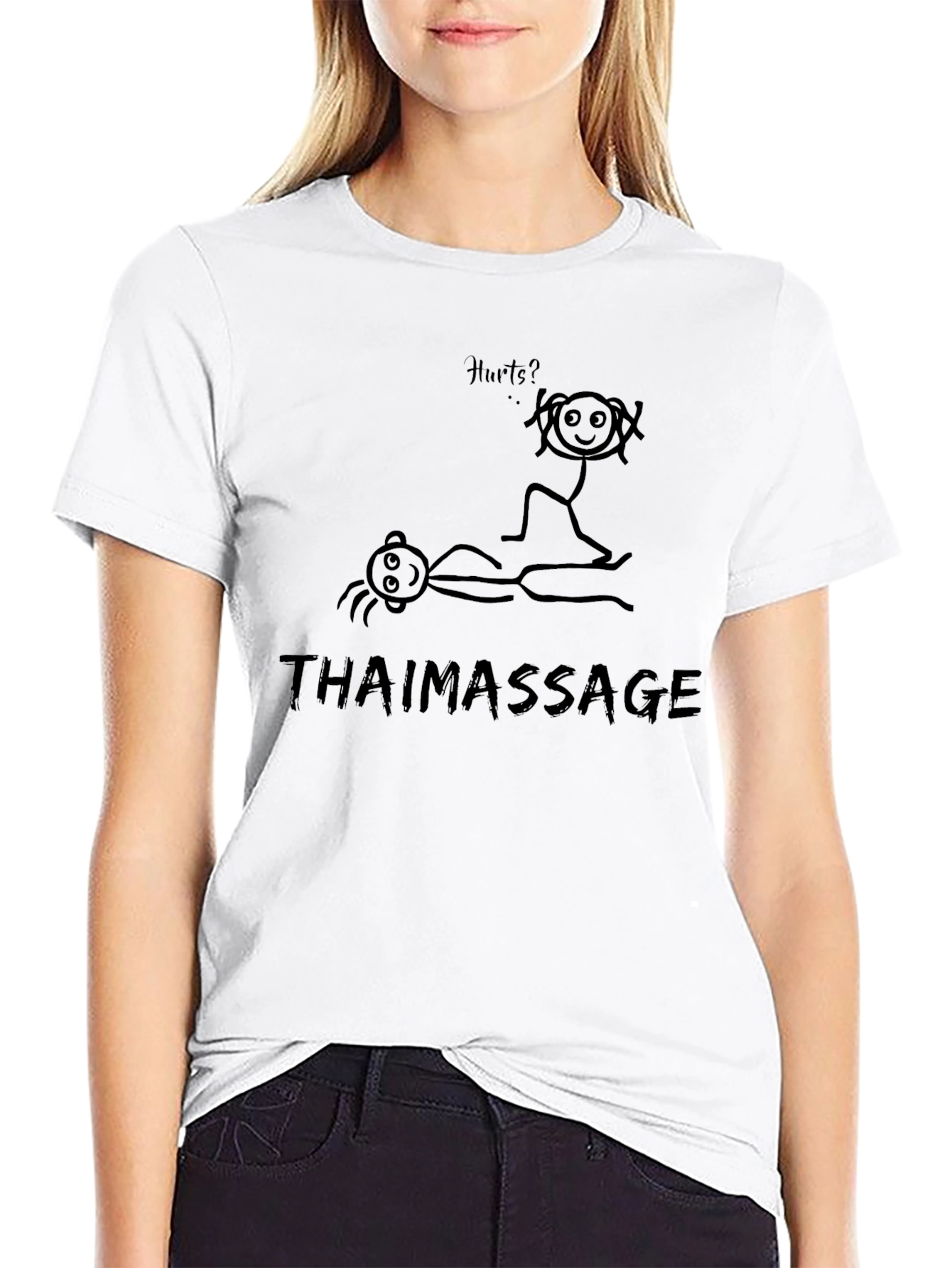 Thai Massage Graphic Tee - Funny Stick Figure Design